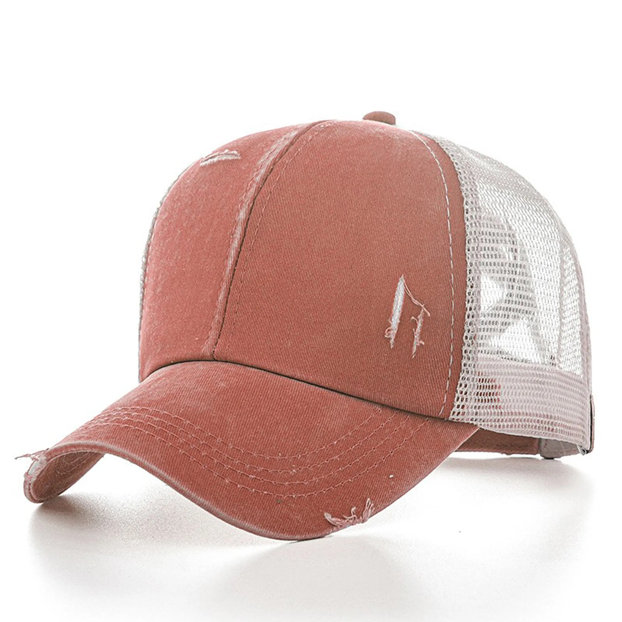 Washed Ponytail Cap w/ Mesh 14