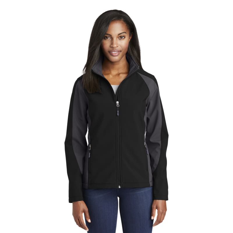 Sport-Tek Women's Colorblock Soft Shell Jacket. 6