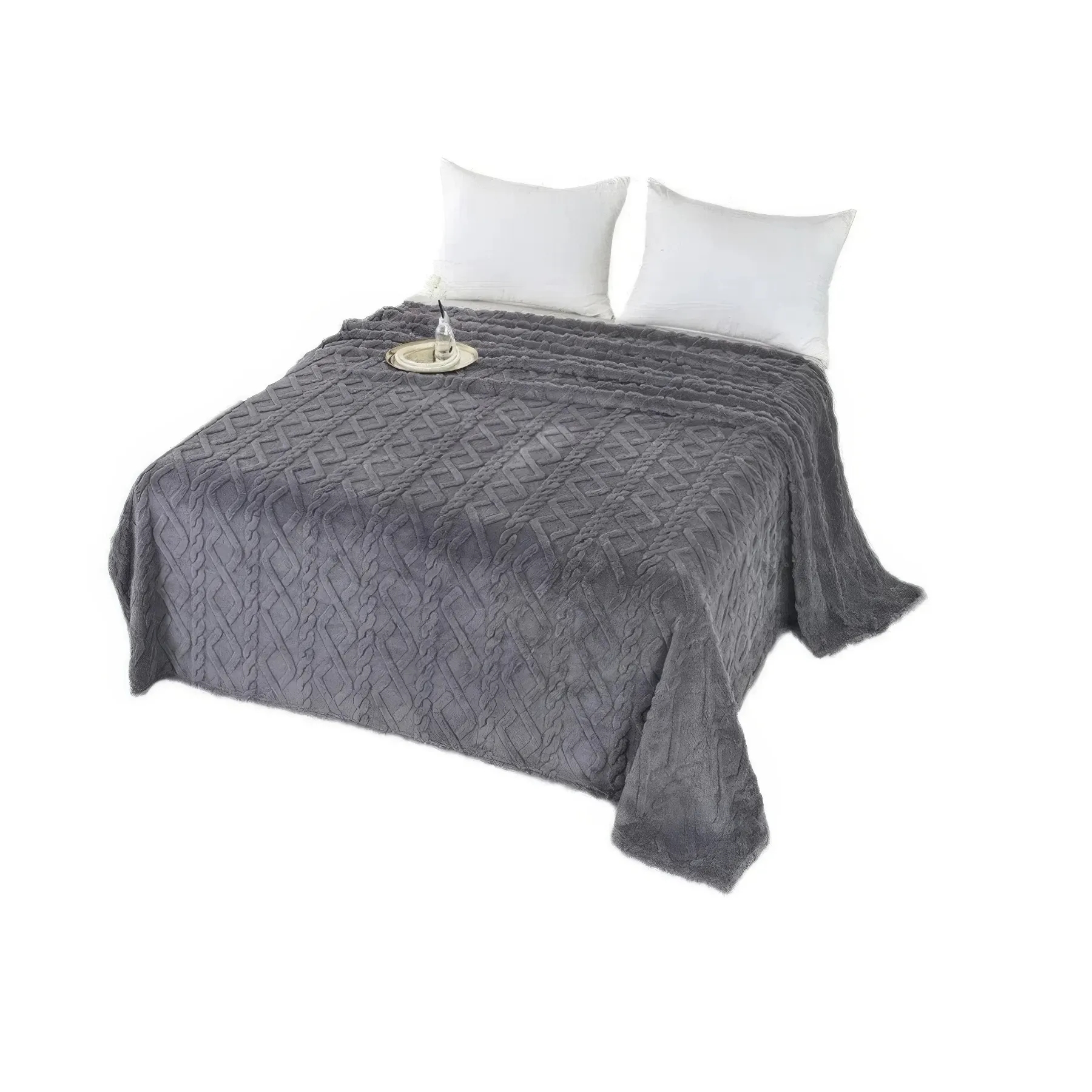 Classic Cable Jacquard Sherpa Fleece Throw Blanket 3