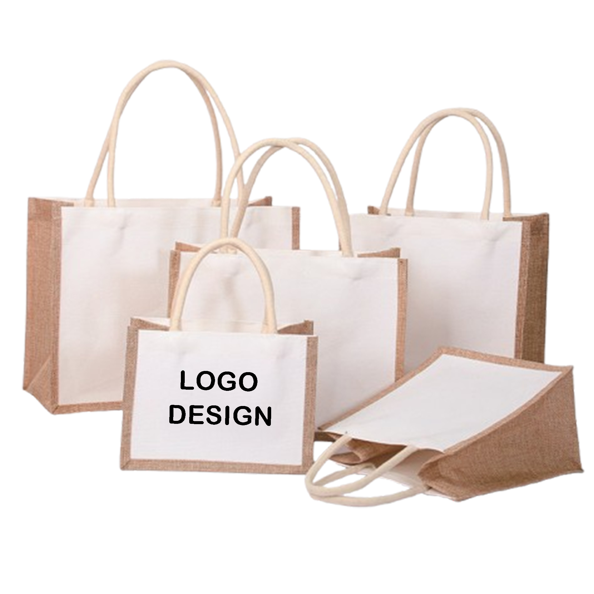 Jute Tote Bag with Canvas Panel, custom tote bag with logo imprint 3