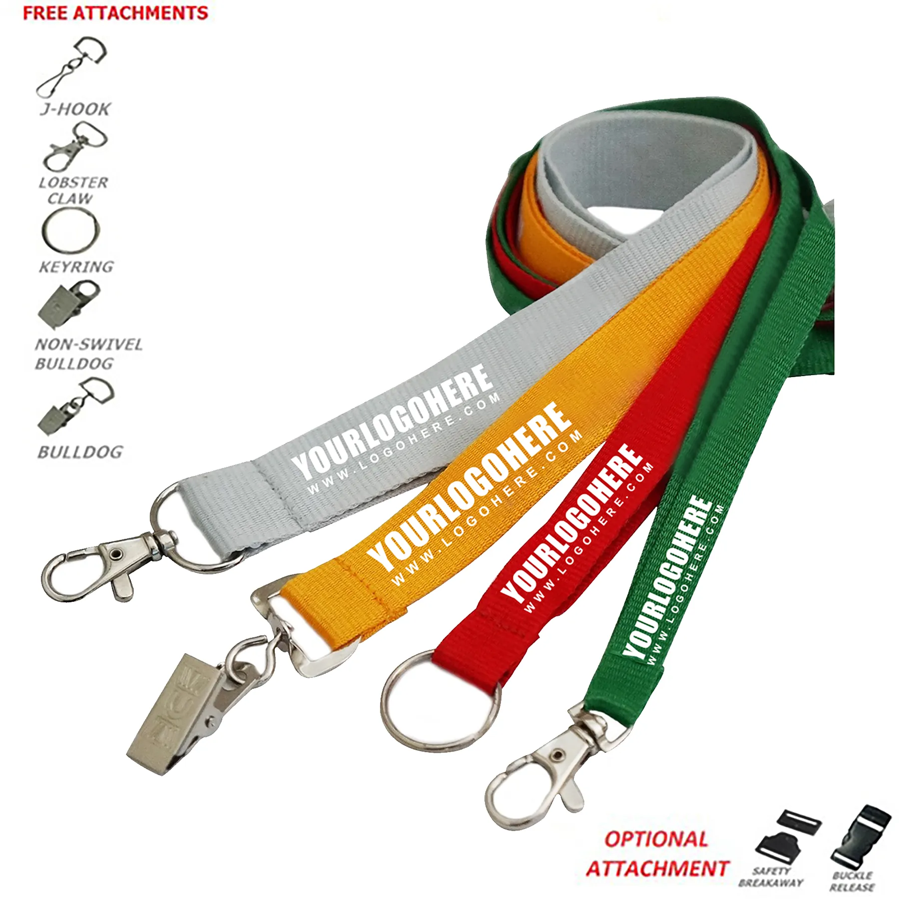 MOQ50Pcs 3/4" Polyester Custom Full Color Lanyard With Acces 3