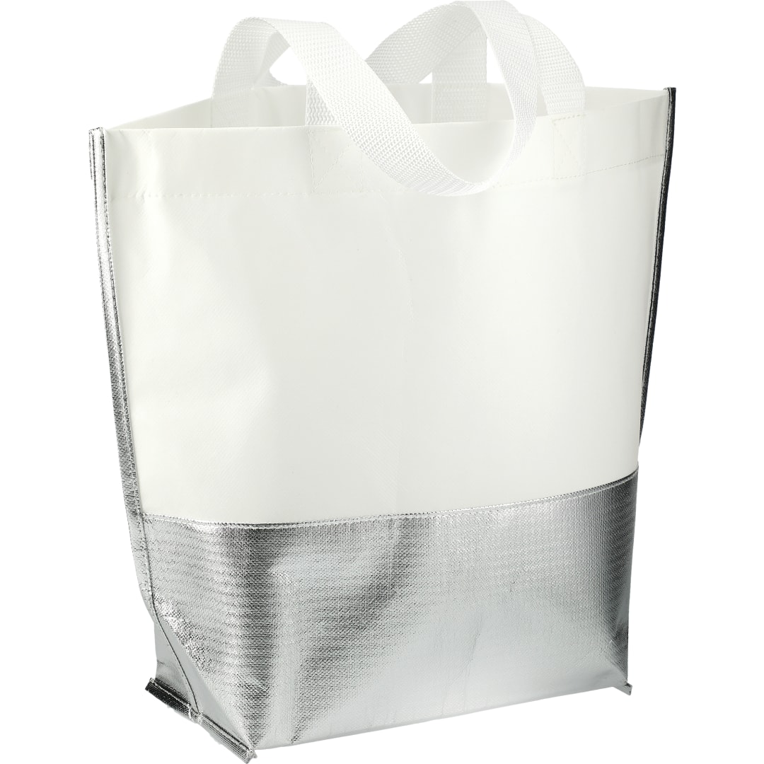 Large Laminated Metallic Bottom Tote 9