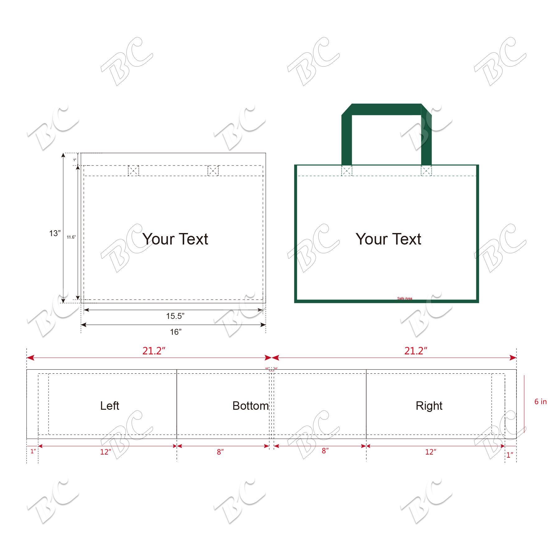 Free Shipping Color Trim Dye Sub TOTE BAGS 4