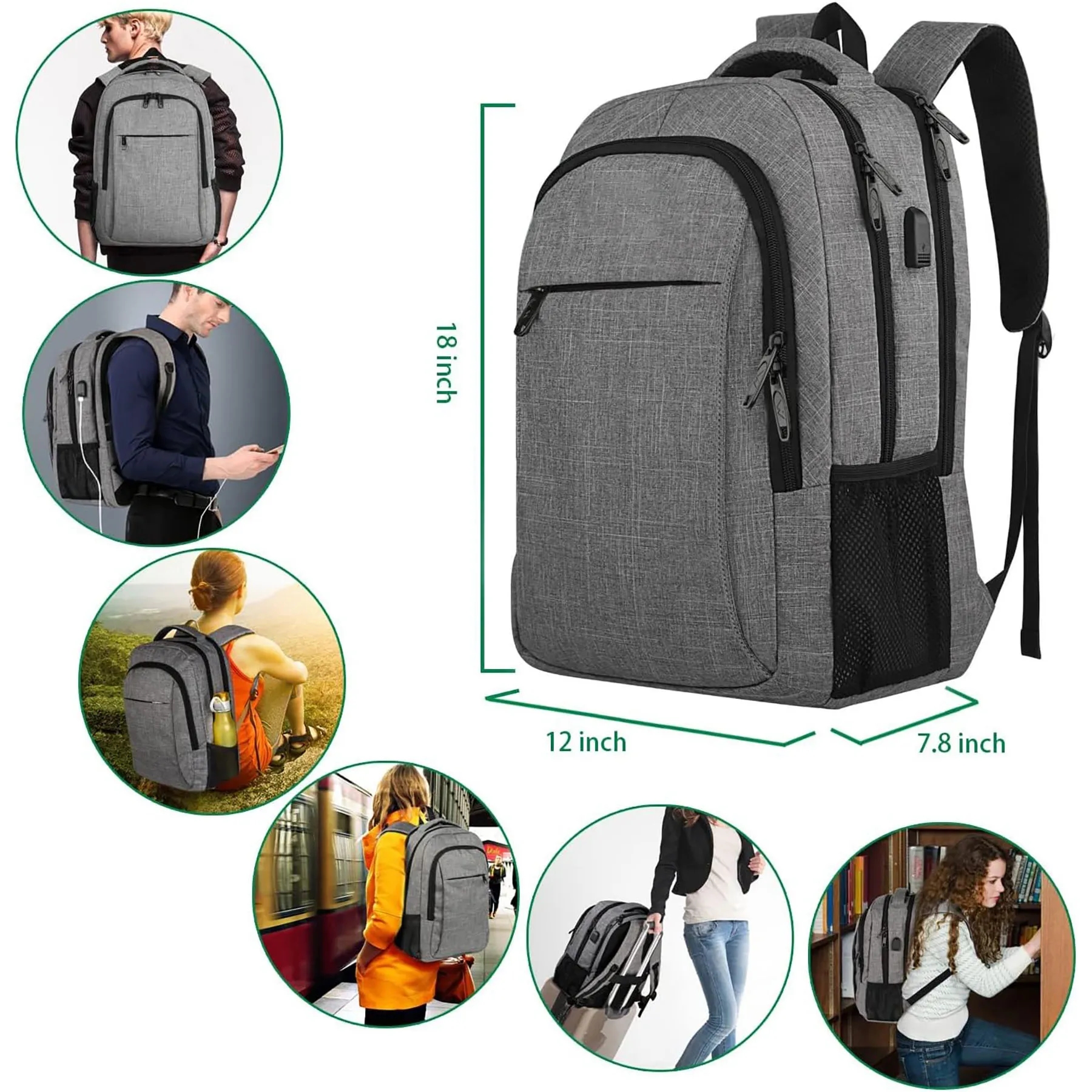 Business Anti Theft Slim Durable Laptops Backpack 6