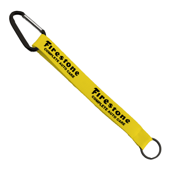 3/4" Sewn Polyester Keychain with Metal Split-Ring and Carabiner 208