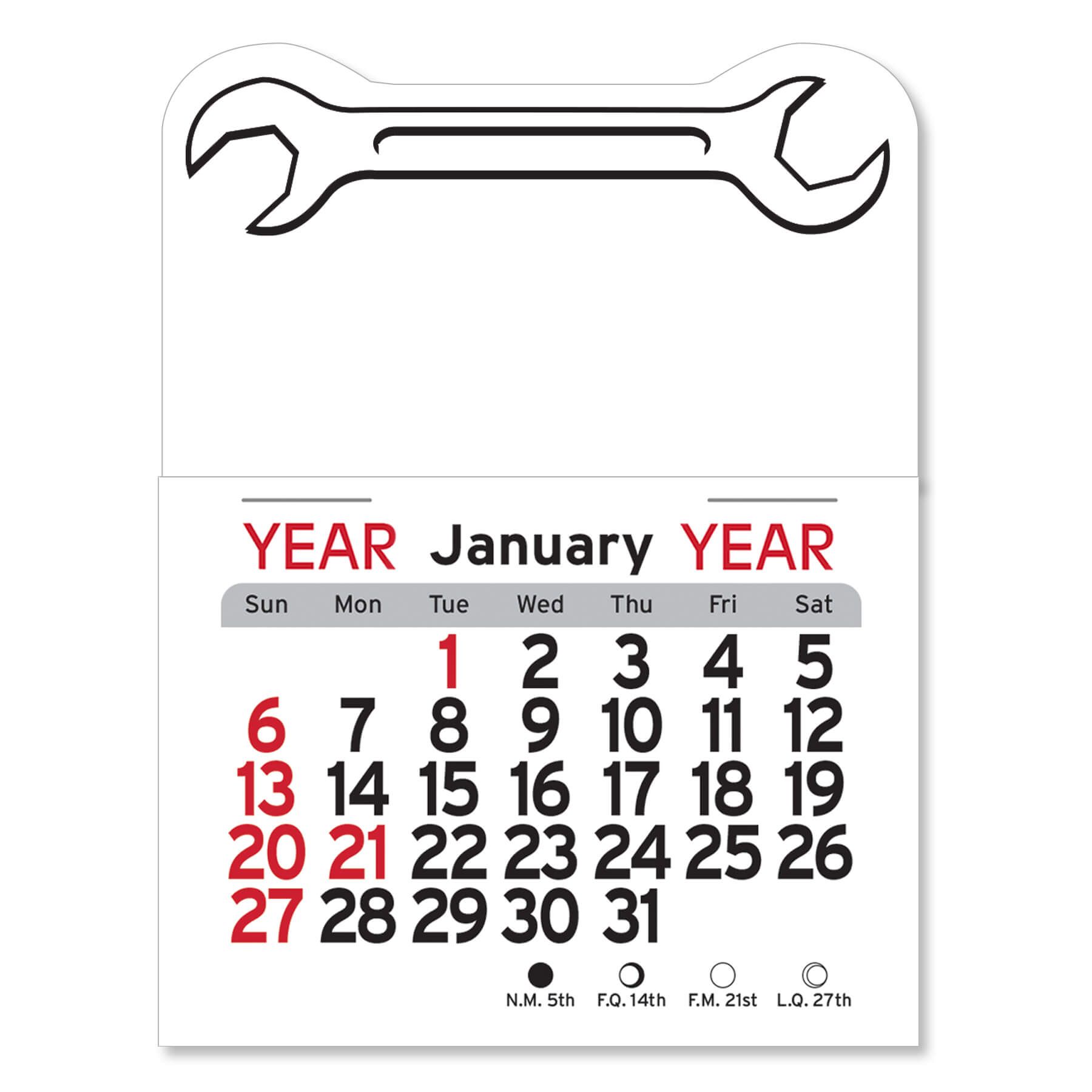 Adhesive Peel-N-Stick® Calendar - Wrench 4