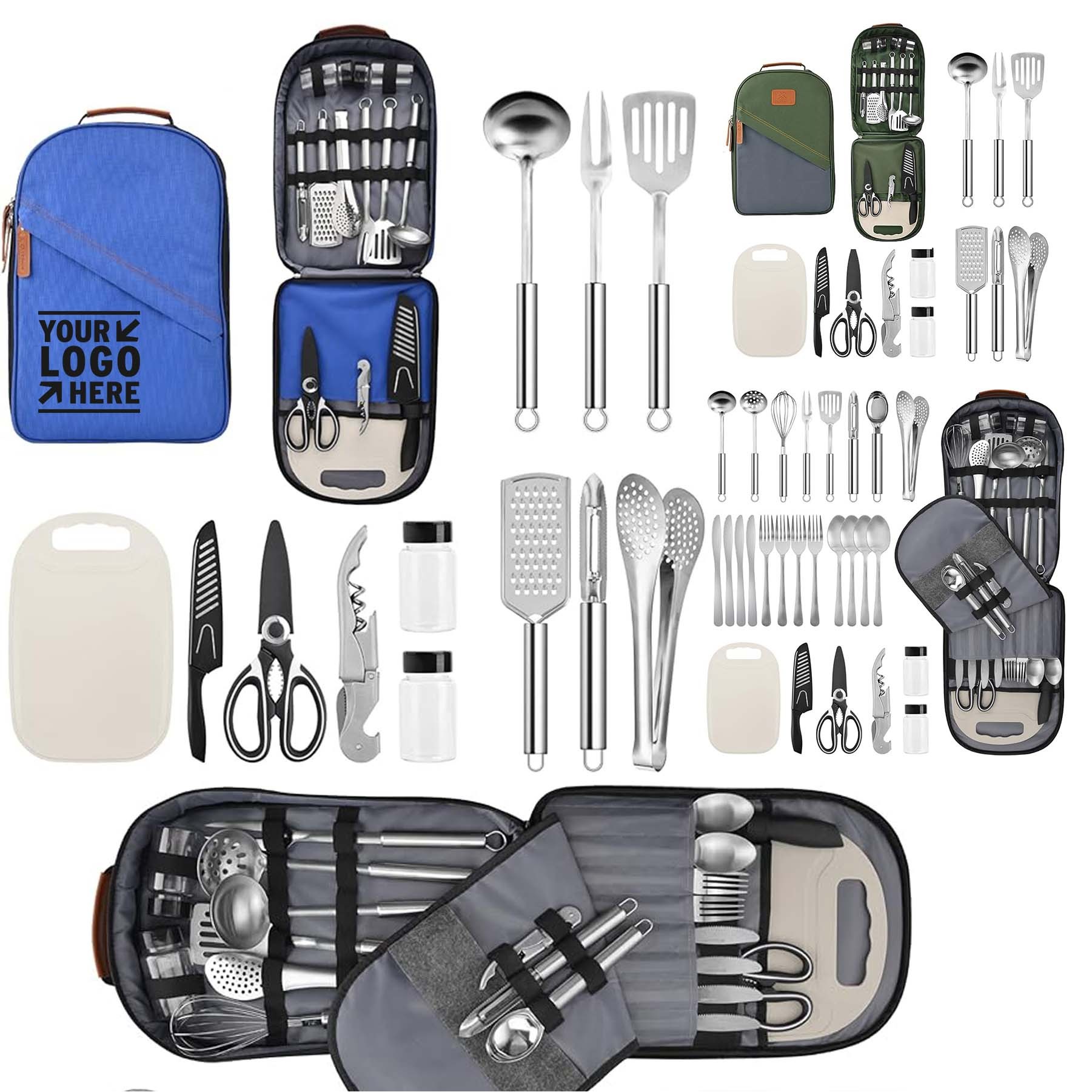 Portable Camp Kitchen Cooking Utensil Set Cookware Kit Travel Organizer Grill Accessories 4
