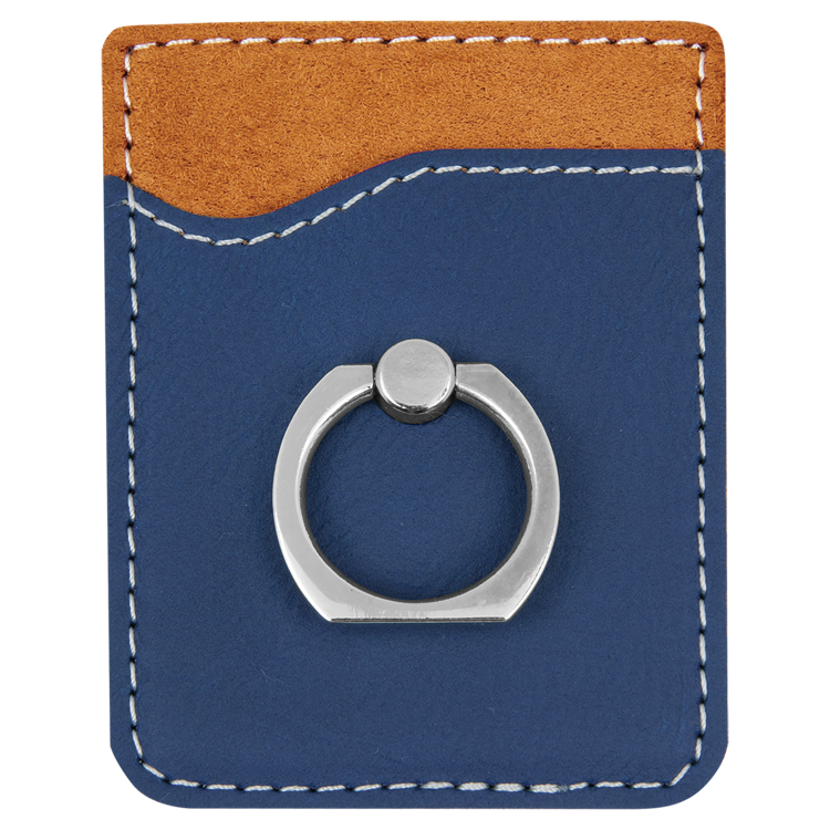Blue/Silver Leatherette Phone Wallet with Silver Ring 3