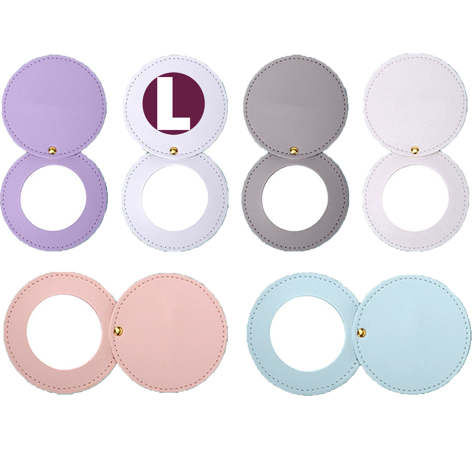 Portable Round PU Gift Makeup Mirror 3