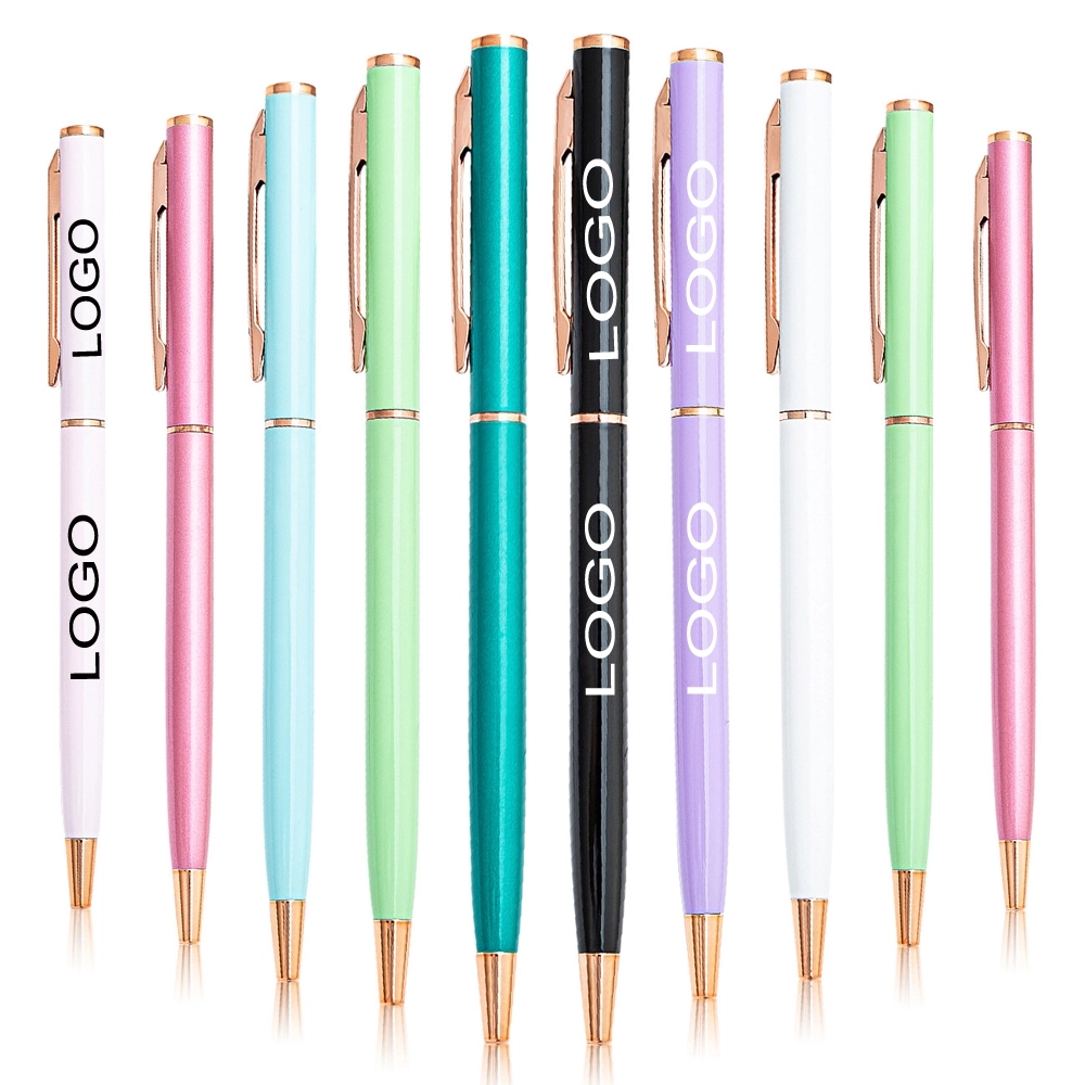 Rose Gold Trim Ballpoint Pens (Colorful) 6