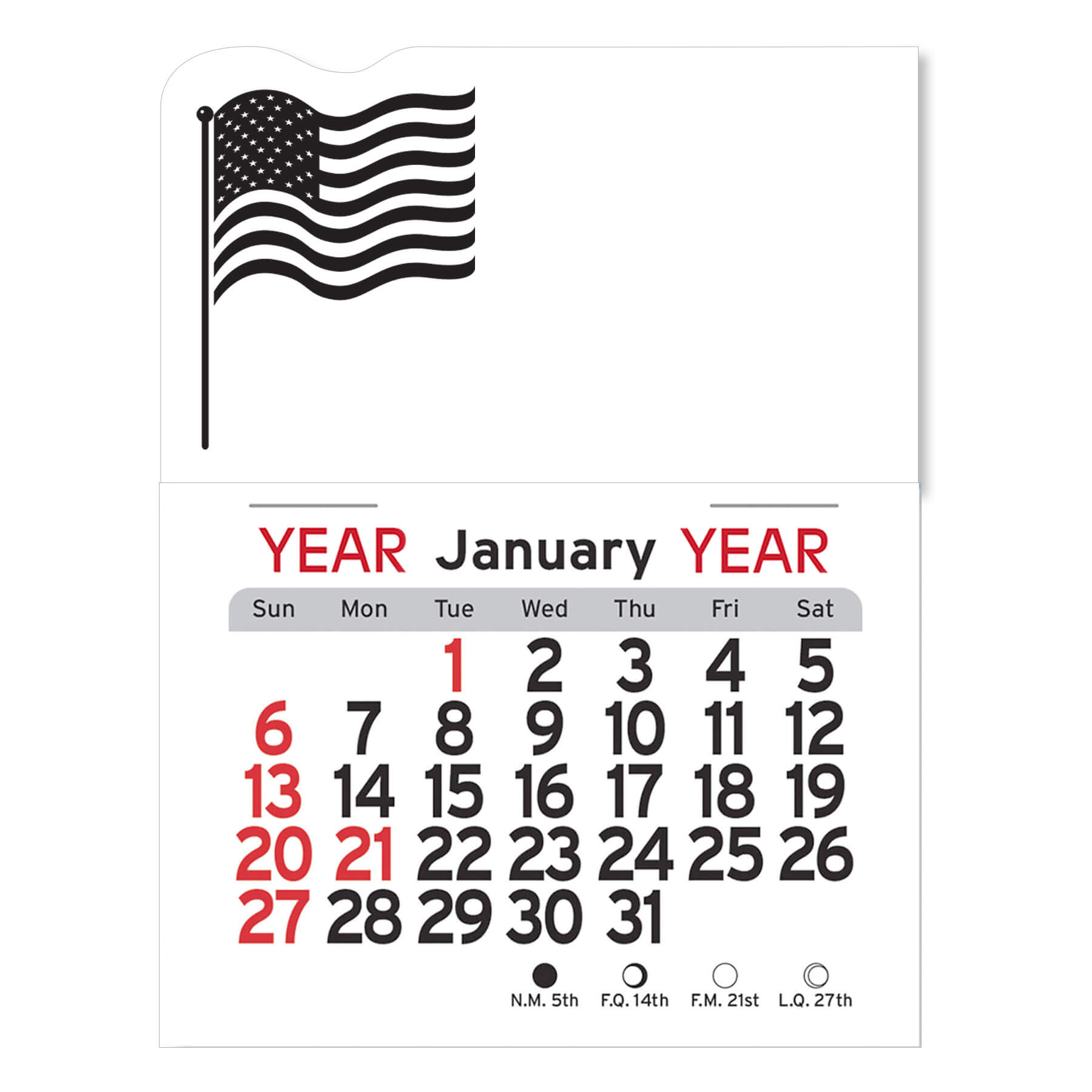 Adhesive Peel-N-Stick® Calendar - American Flag 4