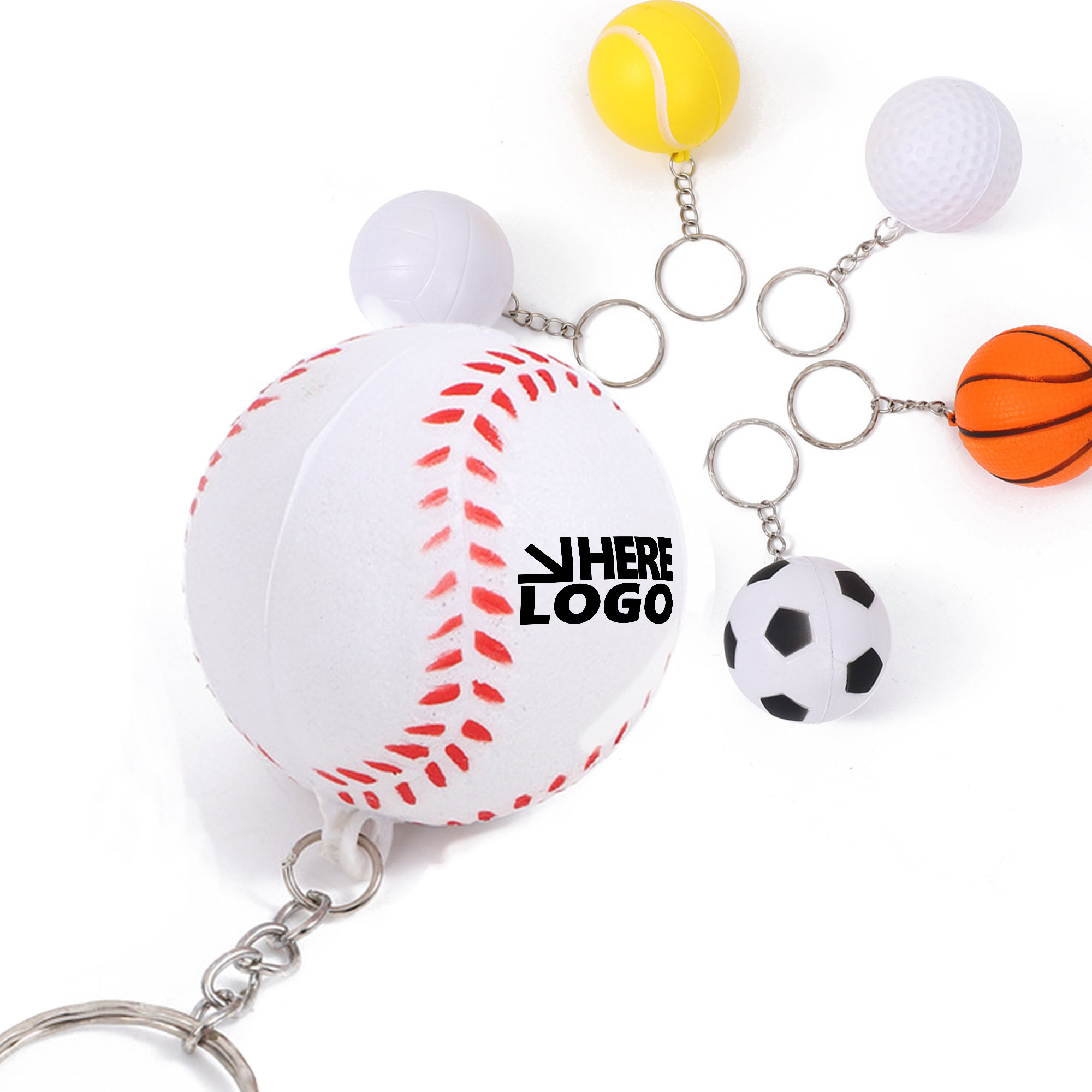 MOQ 20 Golf Ball Stress Reliever Key Chain Sports Theme 2
