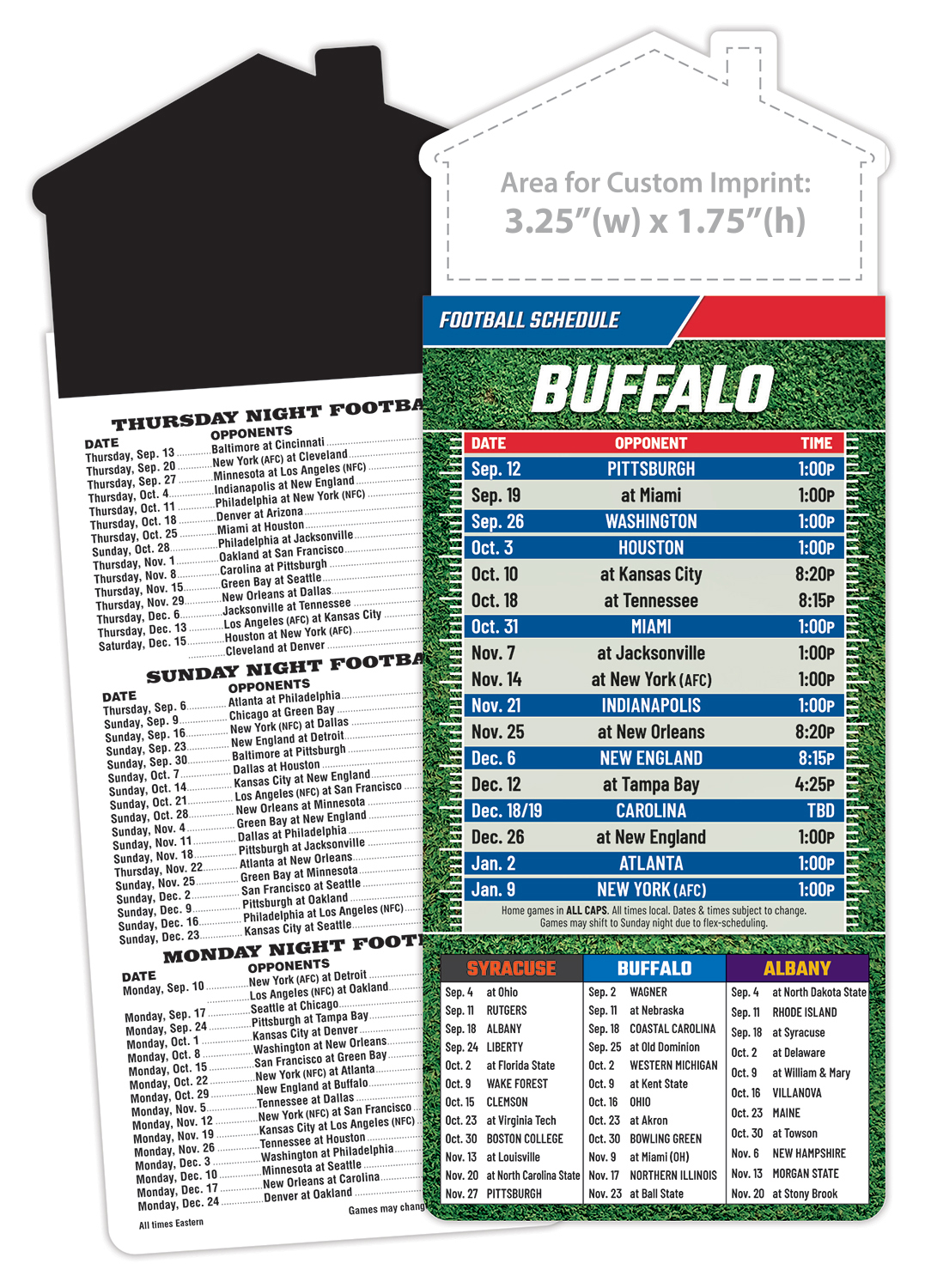 Magna-Card House Shape Magnet Football Schedules (3.5x9)