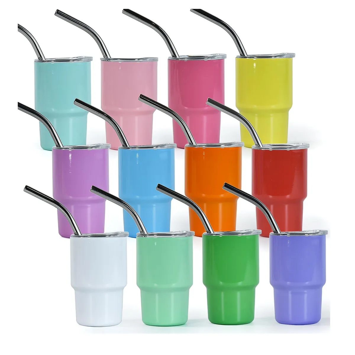 3oz Mini Tumbler Shot Glass with Straw and Lid 5