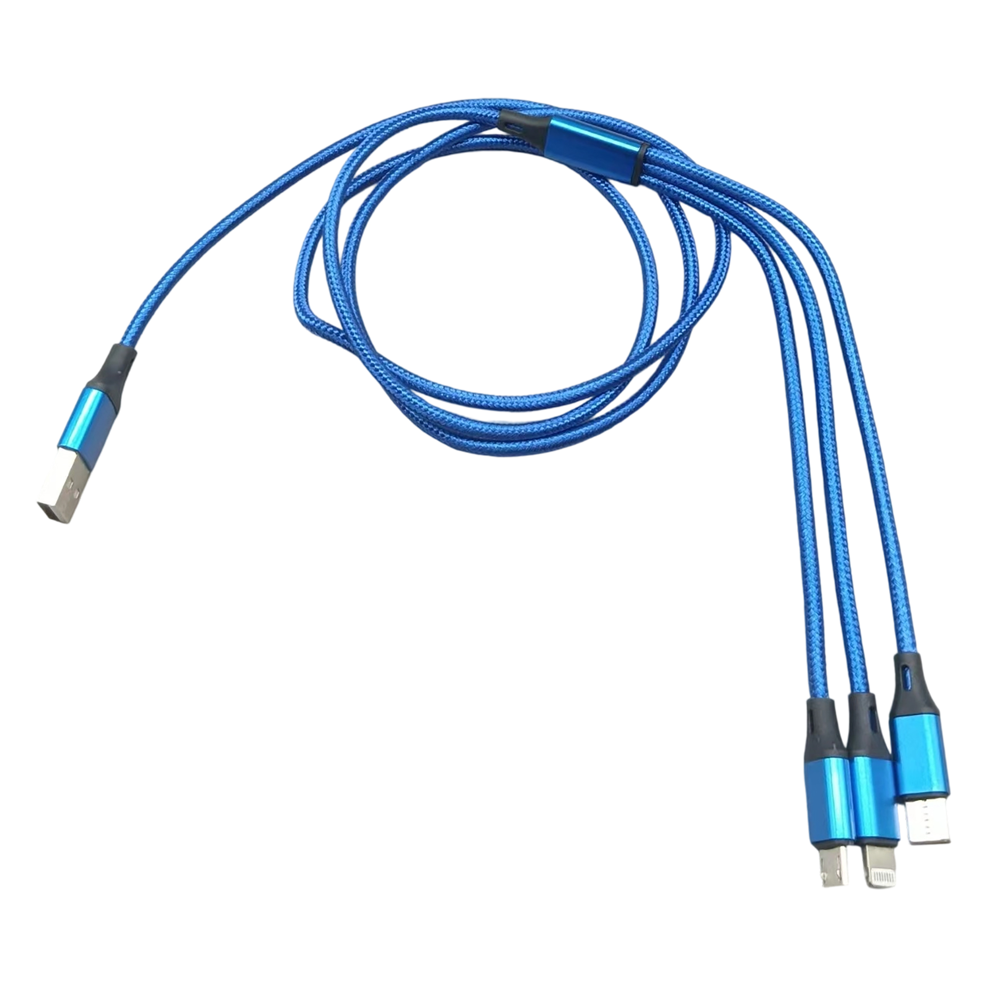 Three In One Nylon Braided Data Cable 47.3" Length 7