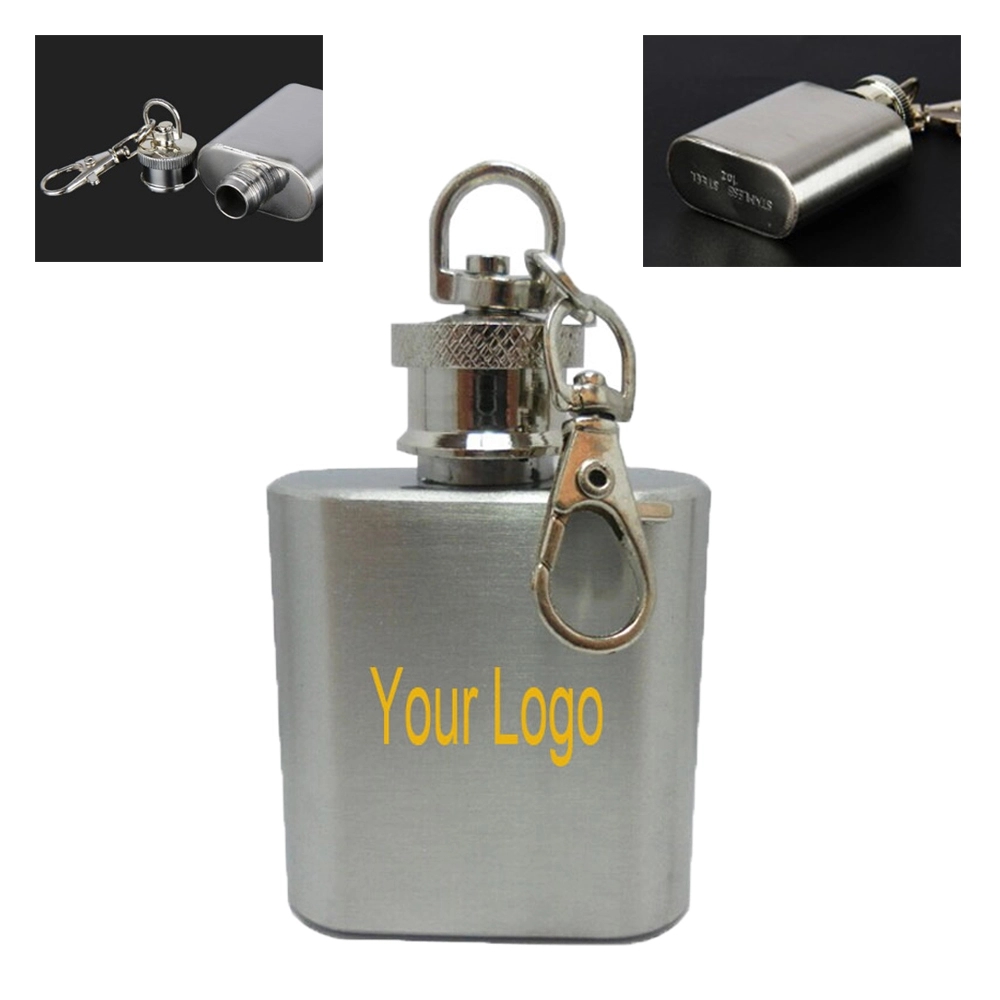 1oz Mini Stainless Steel Keychain Hip Flask 2