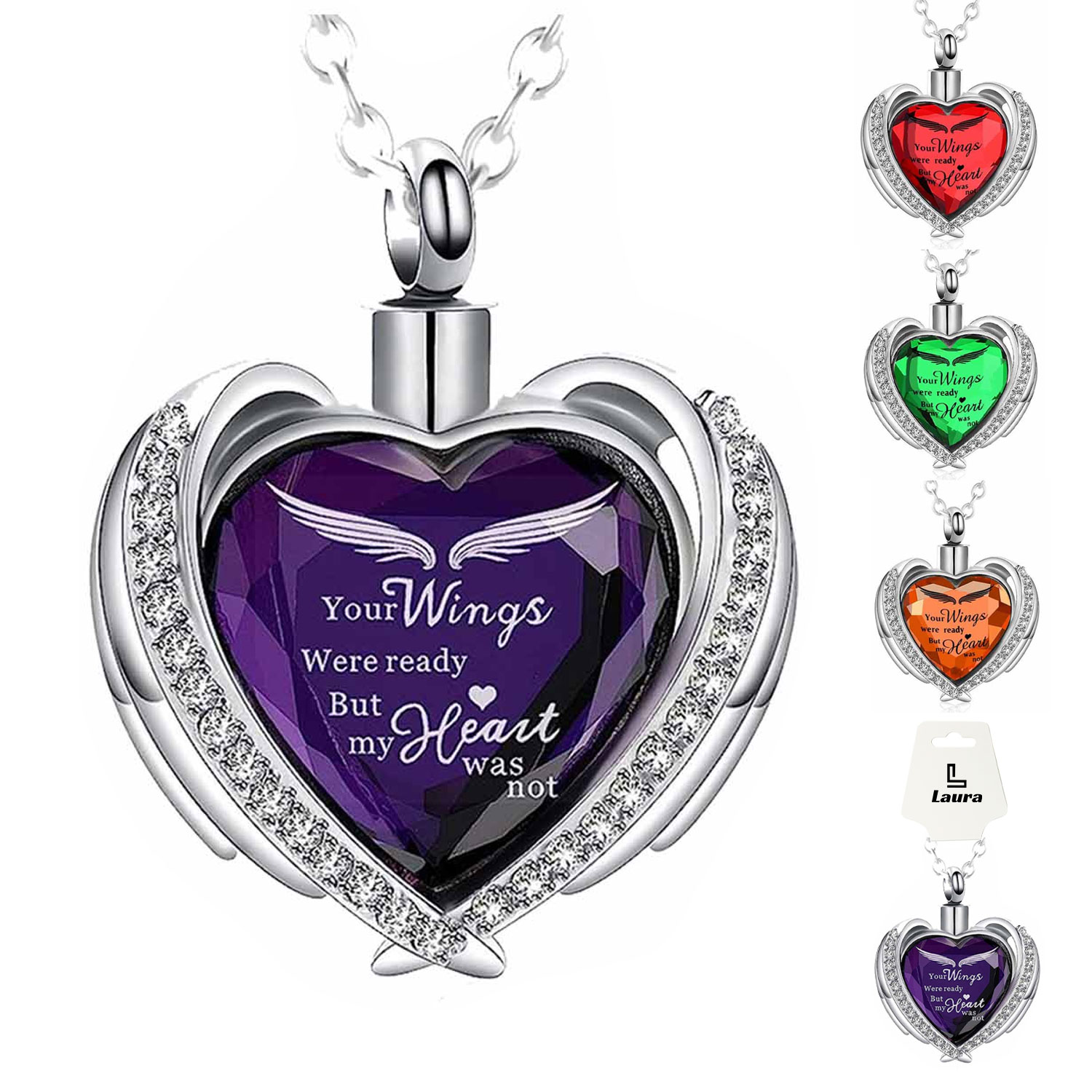 December heart-shaped crystal ashes pendant