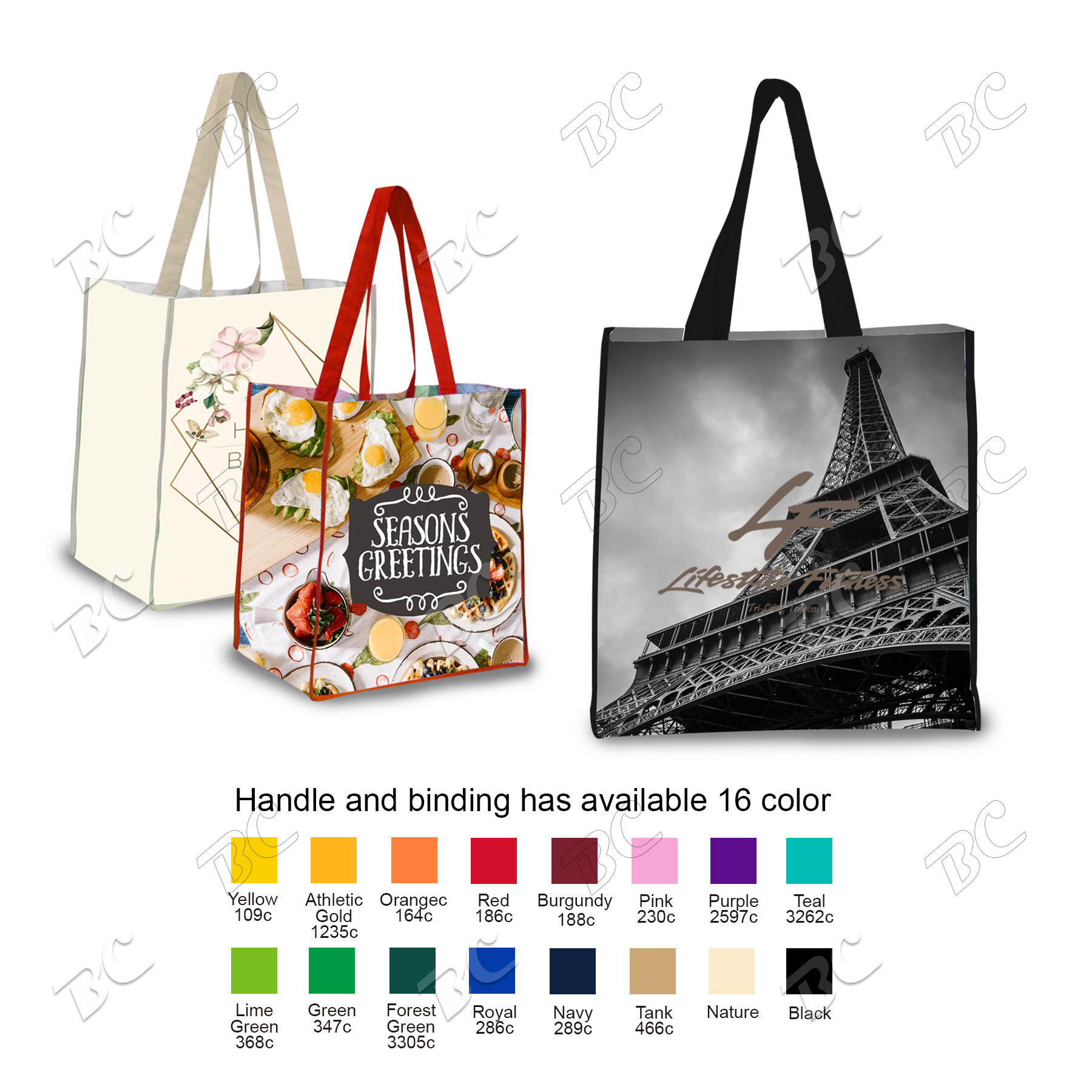 Full Color 5 oz Cotton Canvas Tote Bag 12"x13"x8", custom tote bag with logo imprint 2
