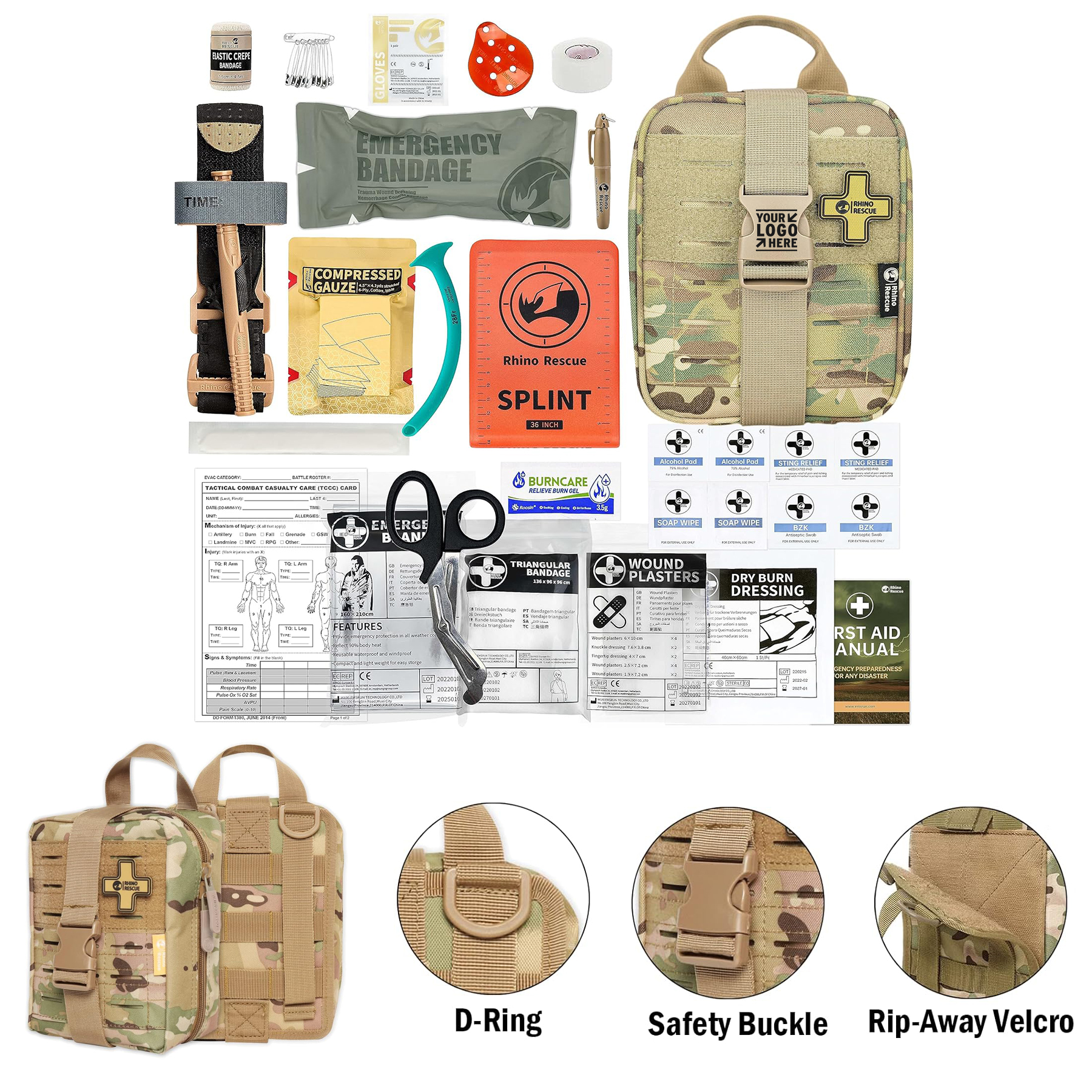 Car Home Travel Hiking Reusable Trauma First Aid Kit Molle Medical Pouch