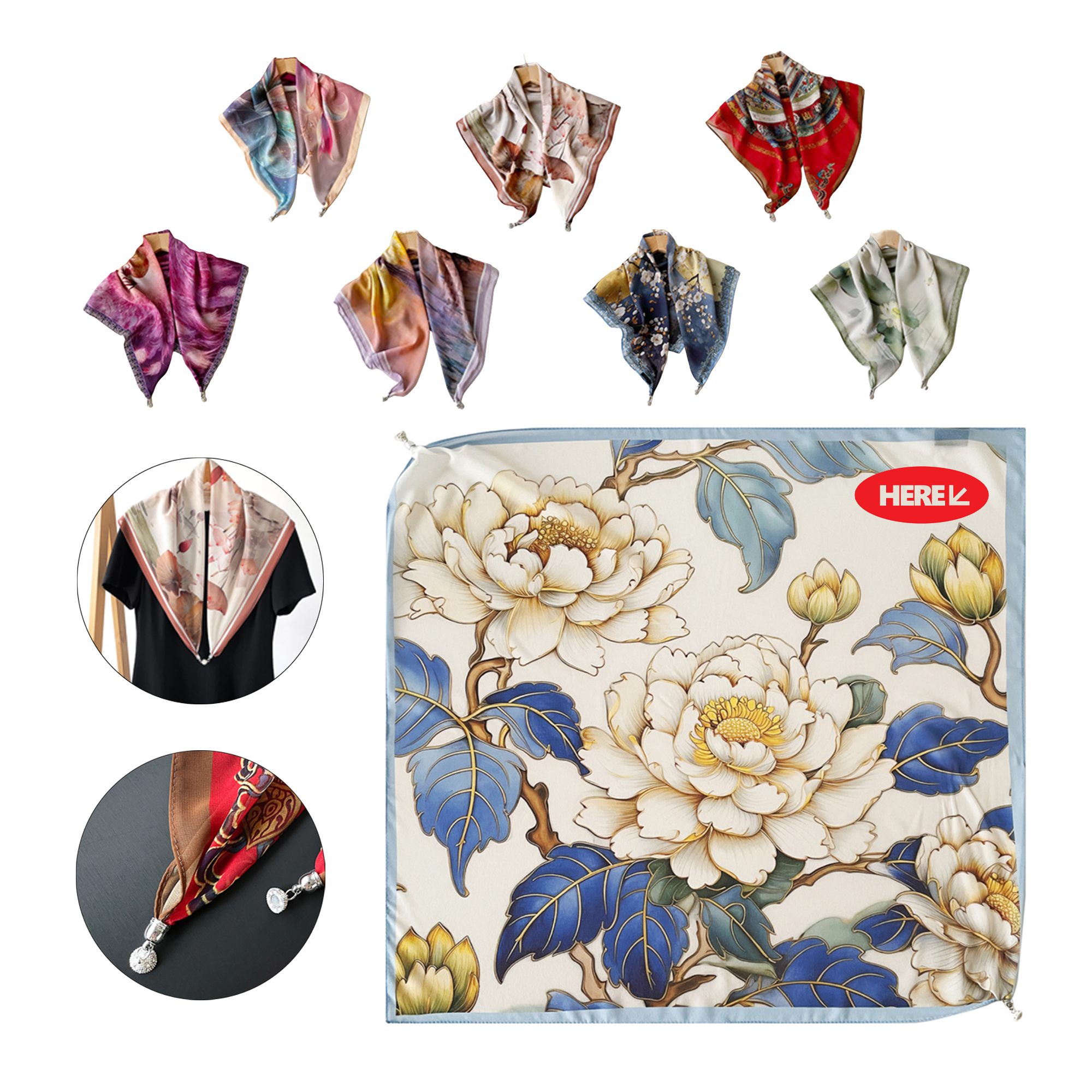 Versatile Soft Magnetic Silk Scarf MOQ 50 3
