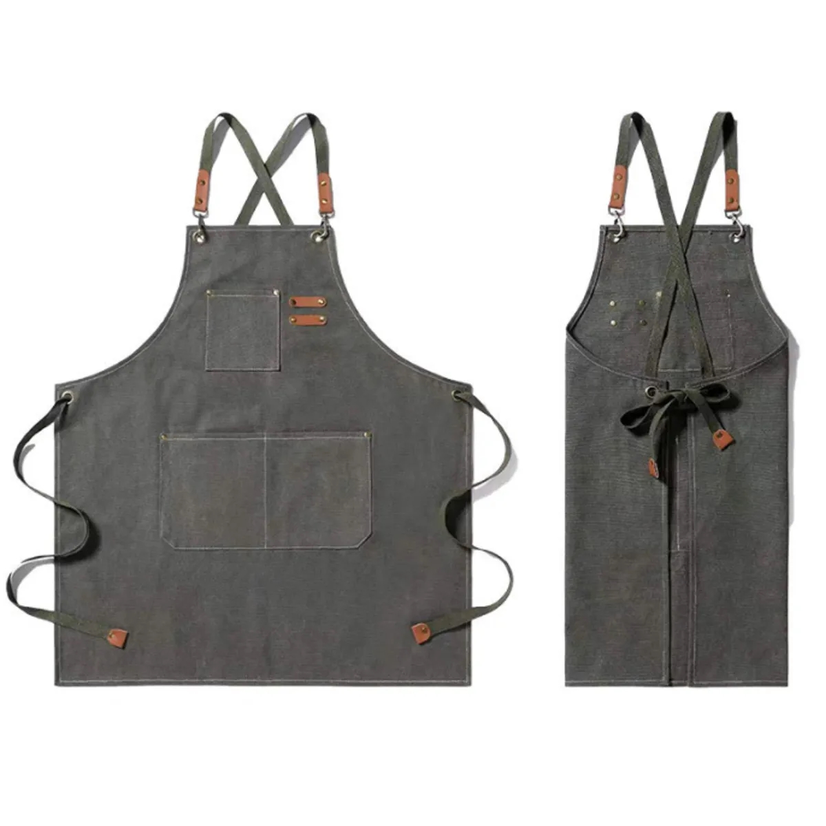 Denim Aprons with Cross Back Adjustable Straps 5