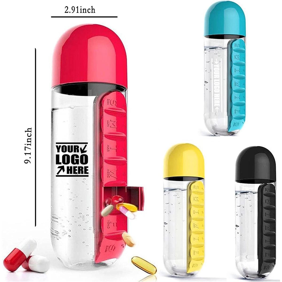 2 In 1 Weekly Pill Box Organizer With Water Bottle 1