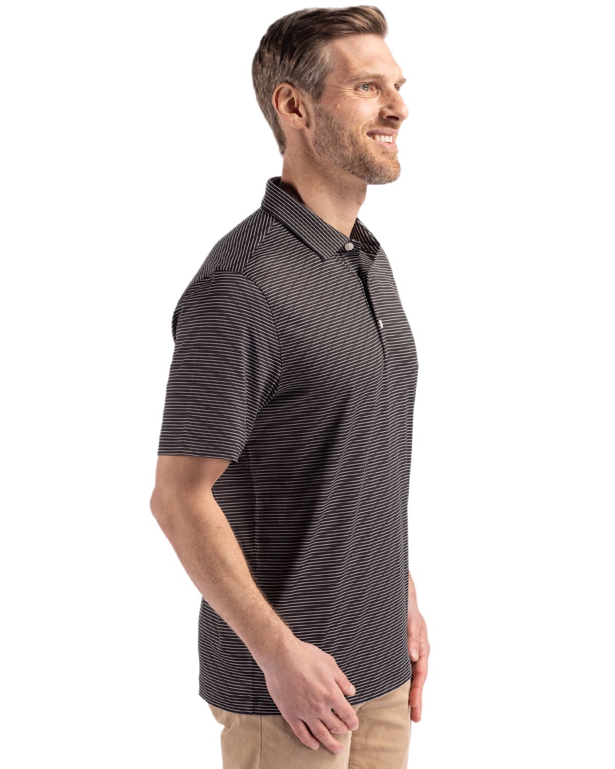 Cutter & Buck Forge Recycled Fine Line Stripe Four-Way Stretch Mens Polo 12