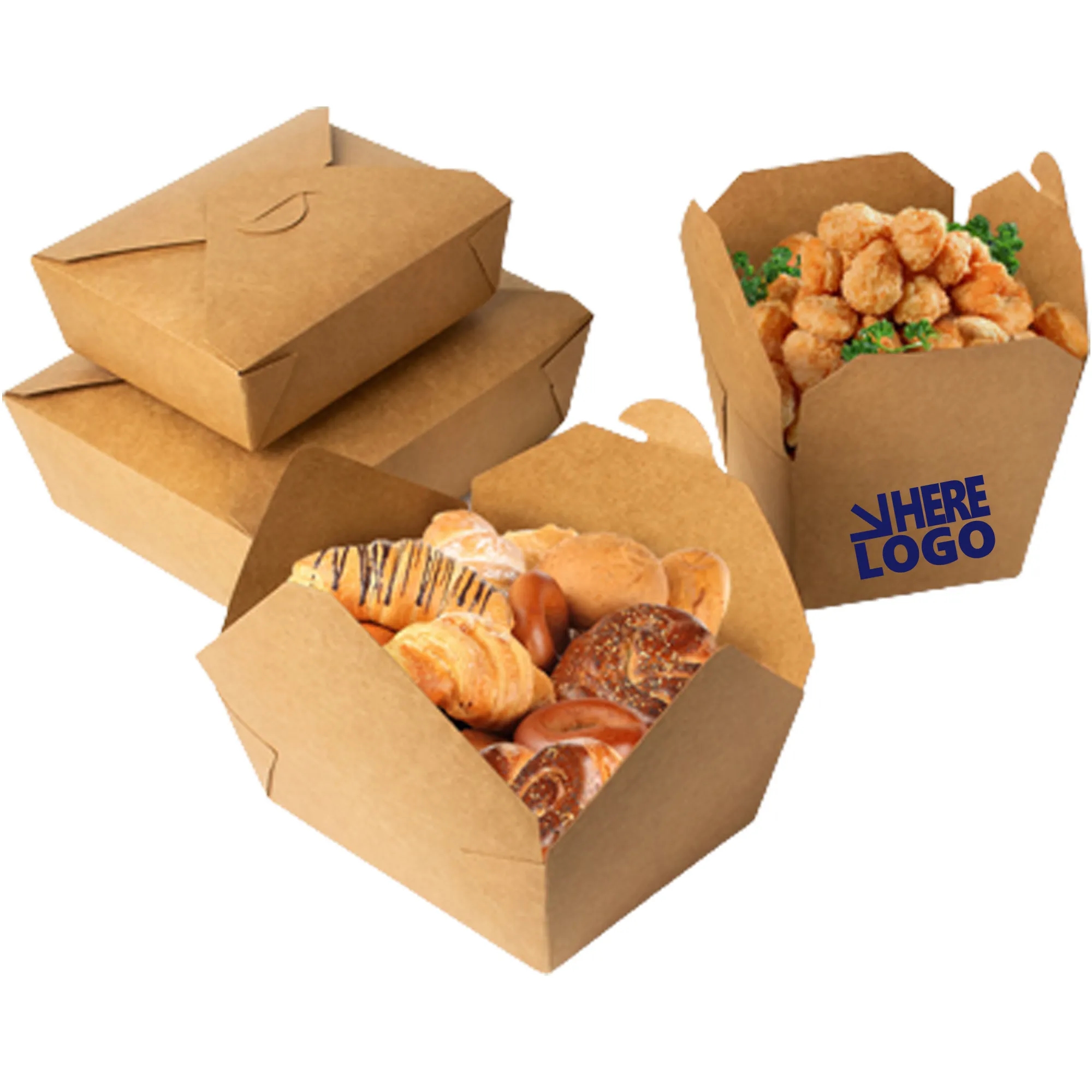 50 OZ Disposable Food Packaging Cowhide Paper Box 3