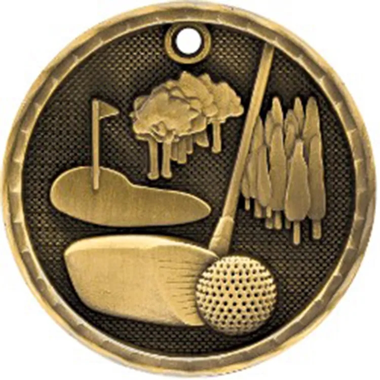 2" Antique Finish 3D Golf Medal 2