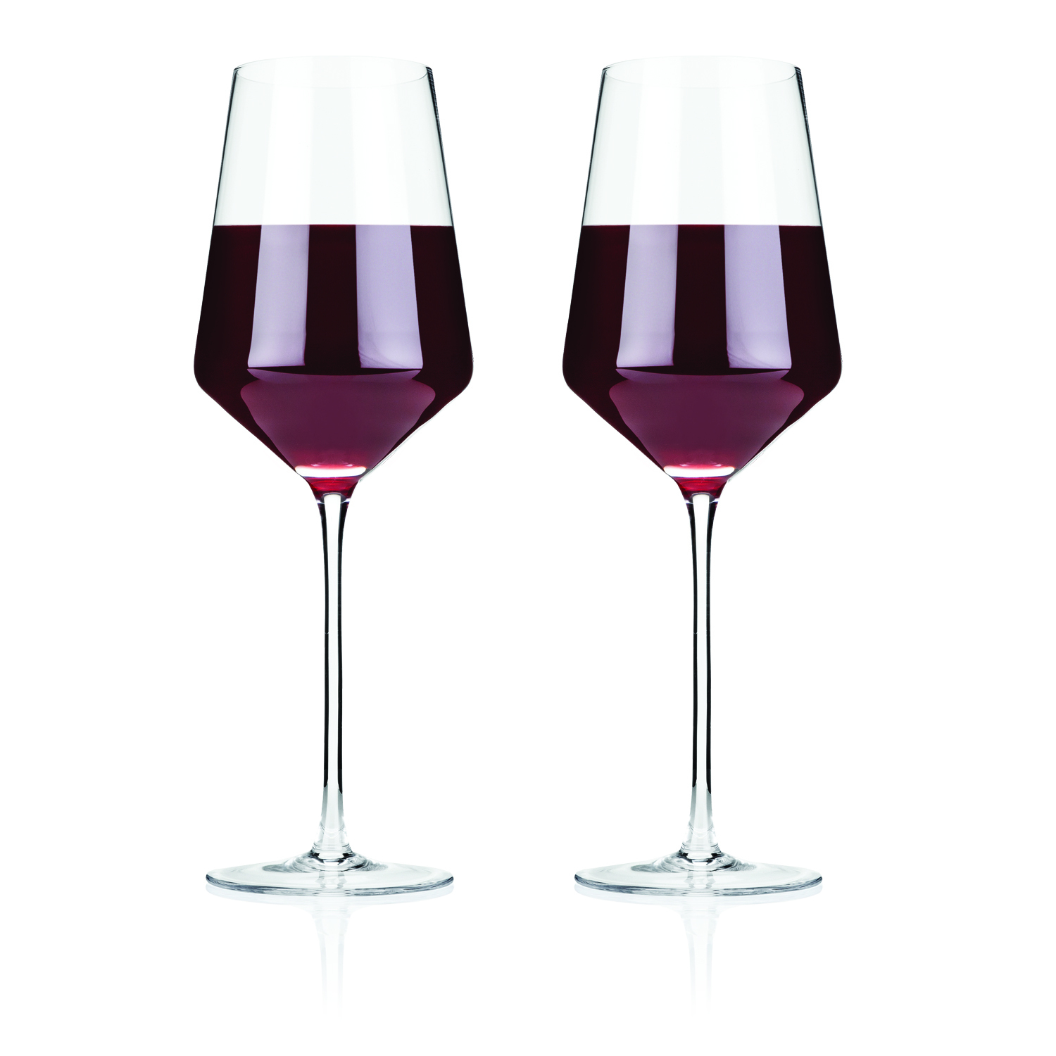 Viski® Raye Angled Crystal Bordeaux Glass, set of 2 5