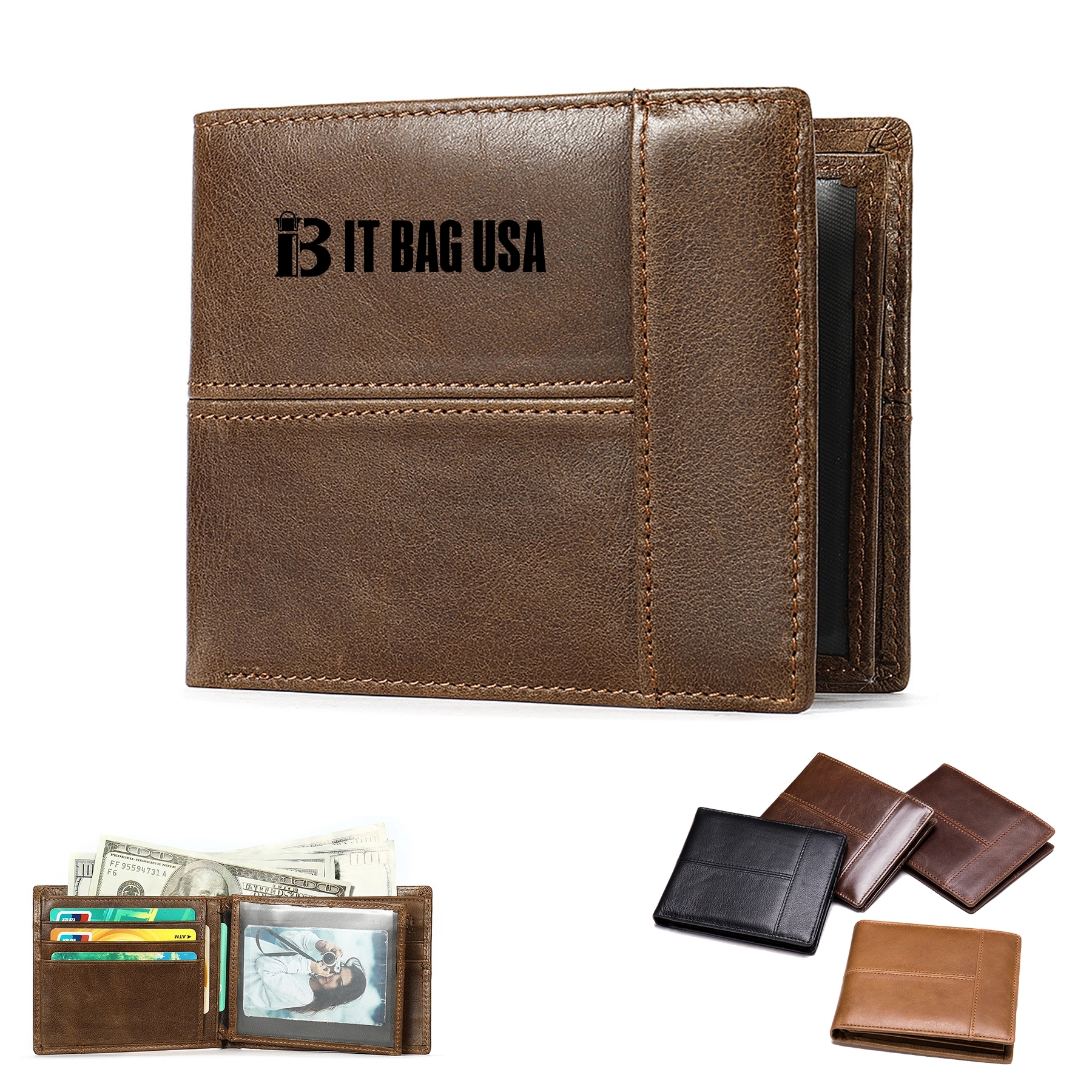 Mens Rfid Blocking Bifold Genuine Leather Wallet 2