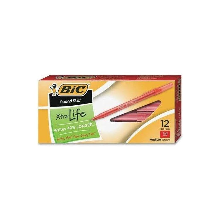 BIC Round Stic Ballpoint Pens - Red 12 Pack 1