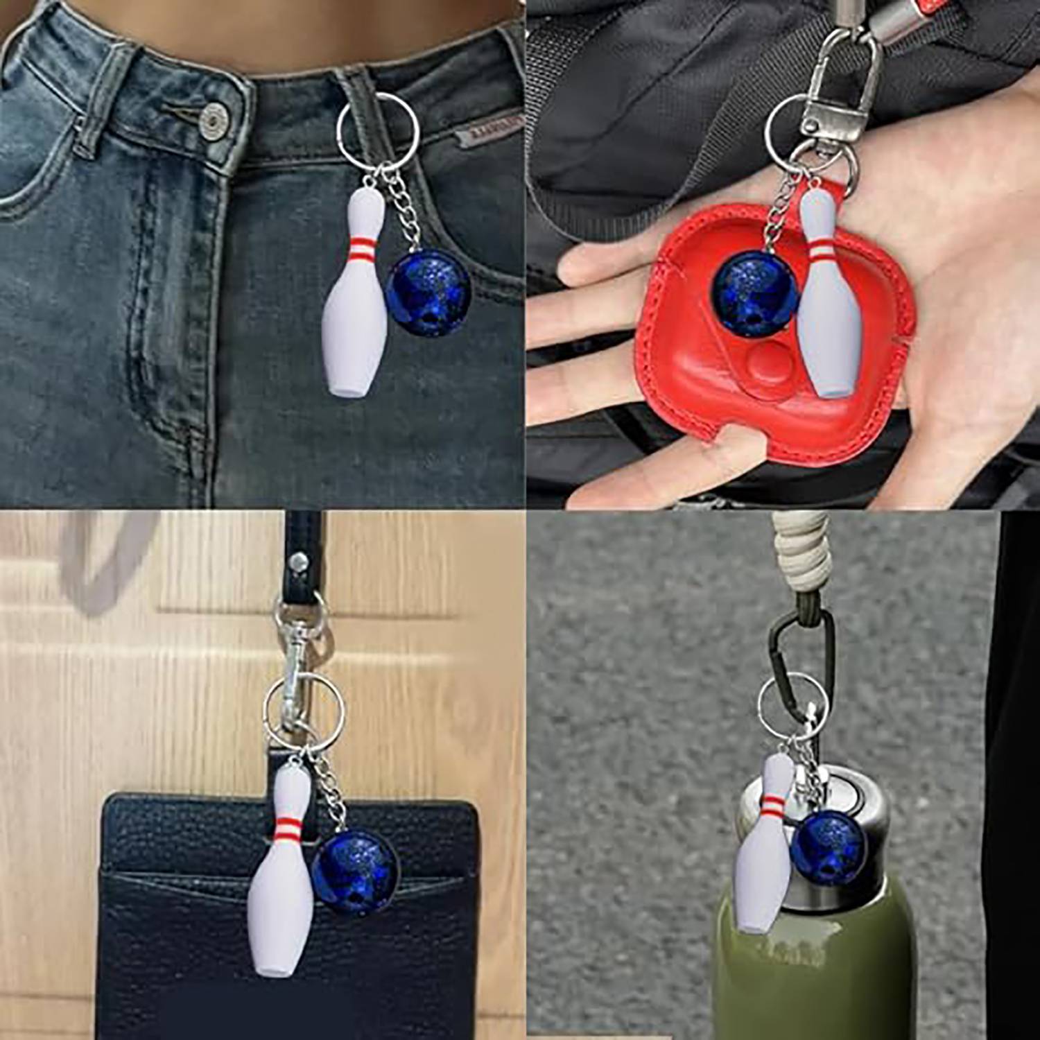 Alloy Bowling Ball Keychain w/ Pin Pendant 8