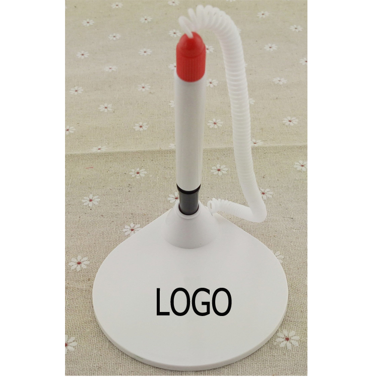 Retractable Countertop Ballpoint Pens With Adhesive Backed Base 2