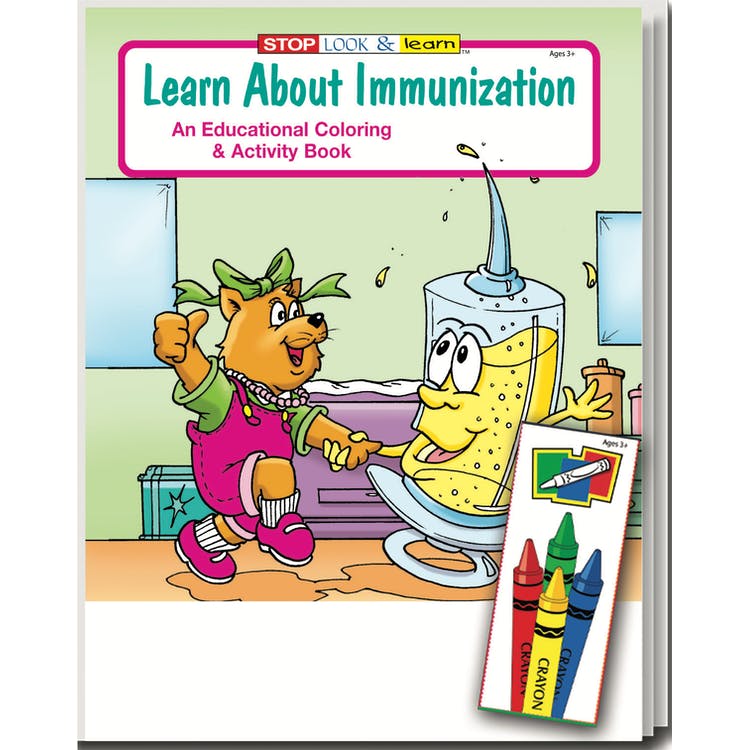 Learn About Immunization Coloring Book Sets - 4 Pack Crayons 16 Pages 1