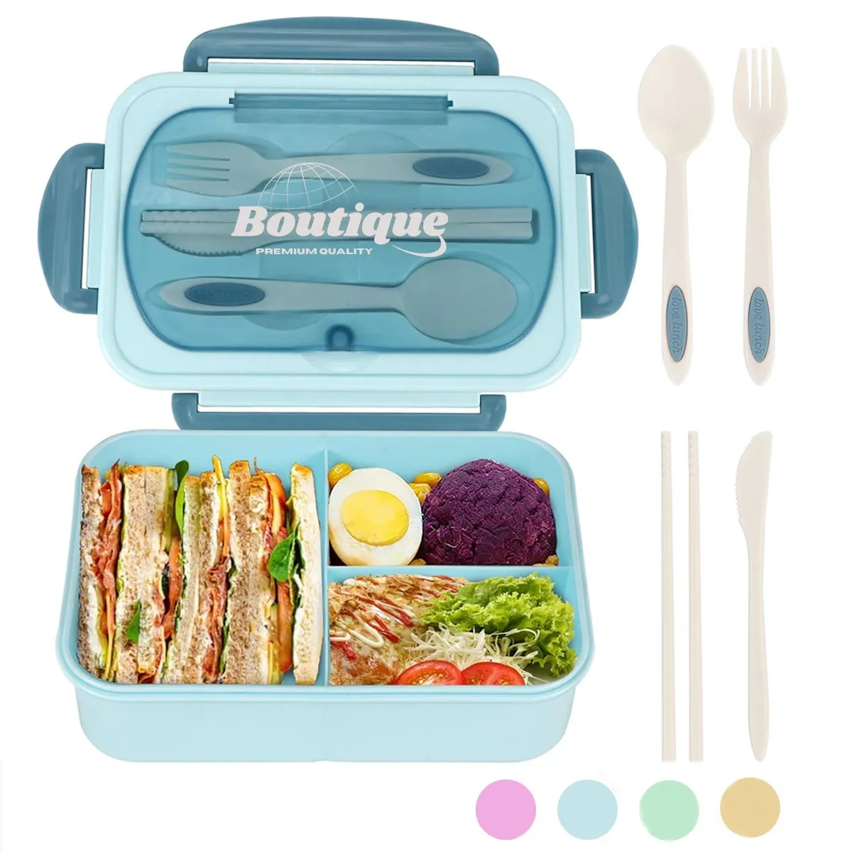 Compartment Leak Proof Bento Box with Cutlery 2