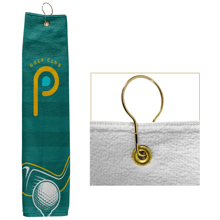 Large Custom Full Color Grommeted Tri-Fold Golf Towel 3