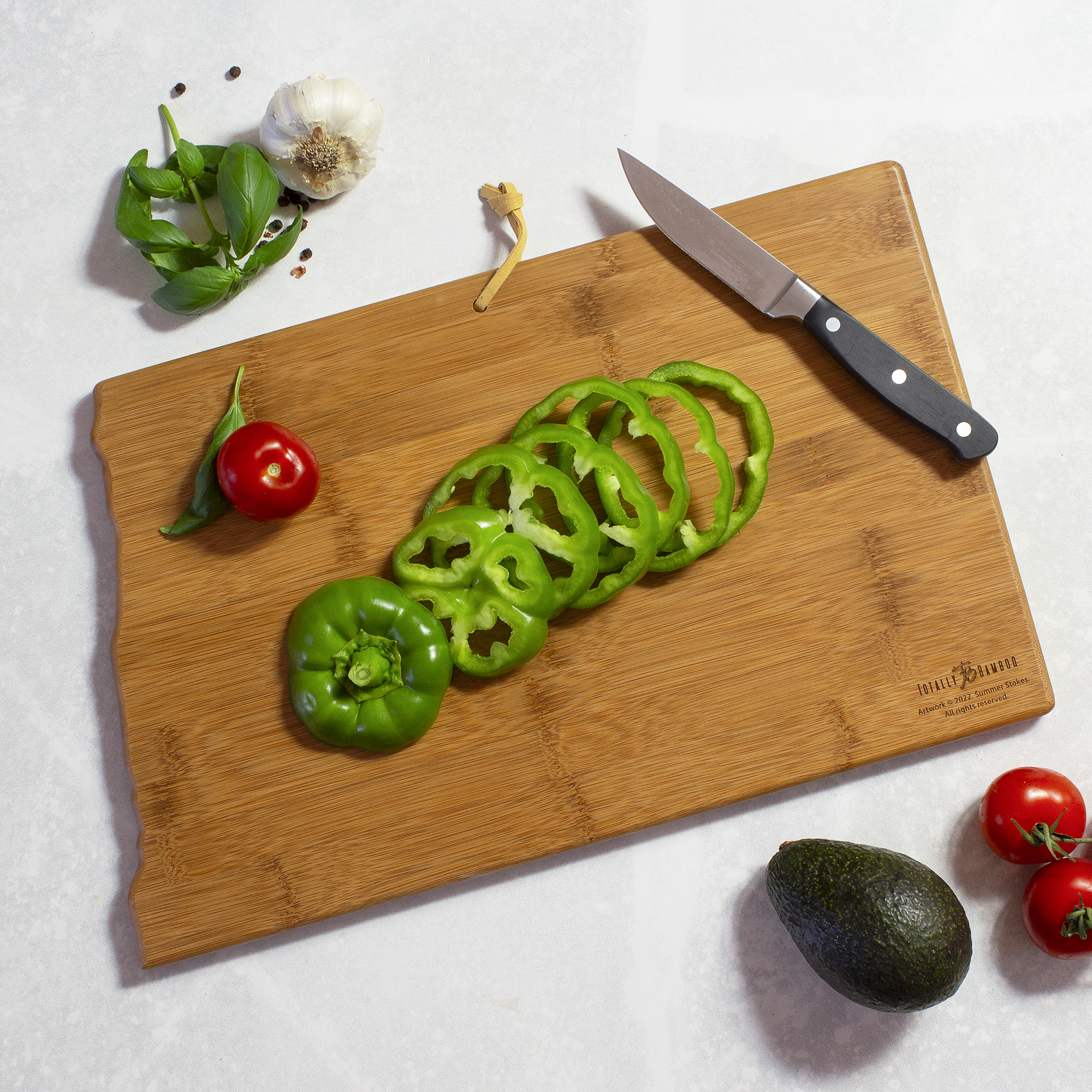 North Dakota State Shaped Serving and Cutting Board with Artwork by Summer Stokes 2