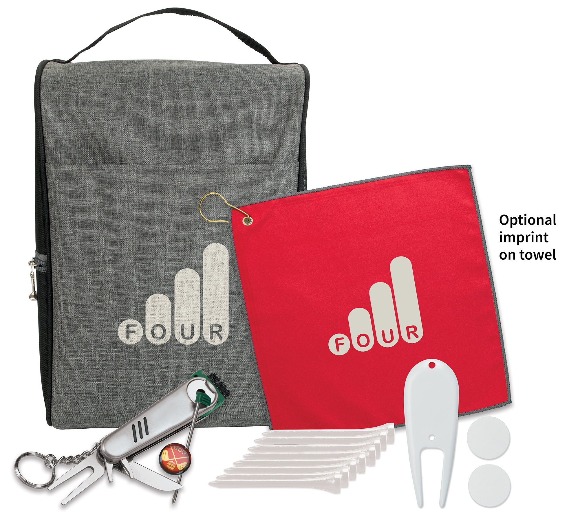 Heathered Shoe Bag Golf Kit 2