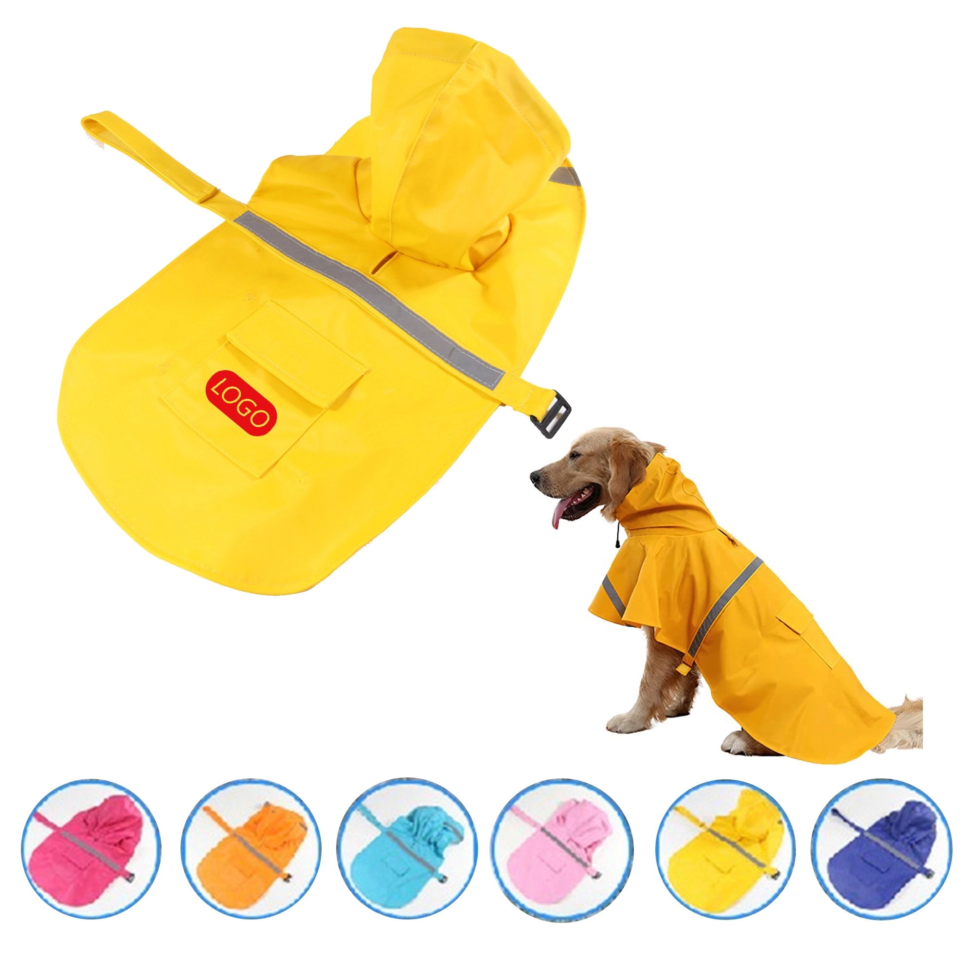 Medium Reflective Waterproof Dog Raincoat 5