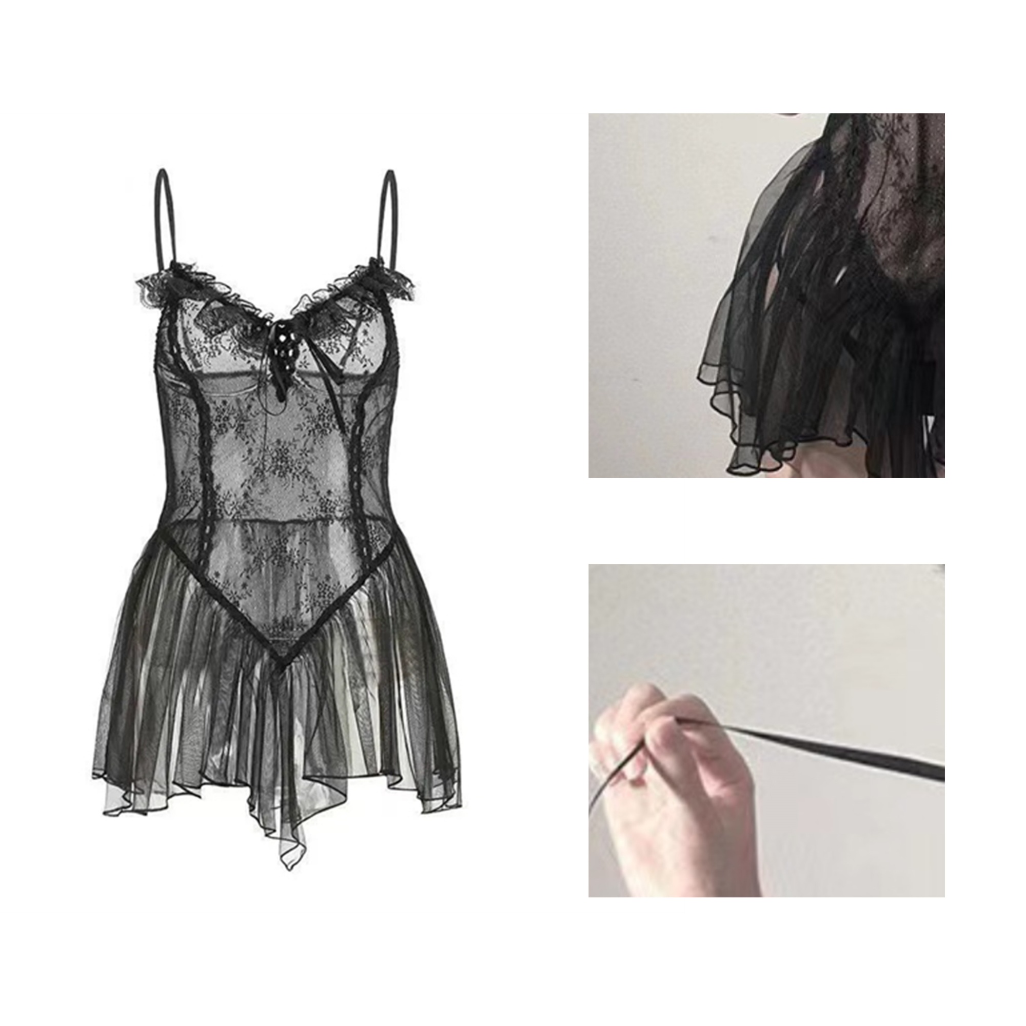 Seductive Lace Mesh Suspender Straps Lingerie for Sensual Appeal 2