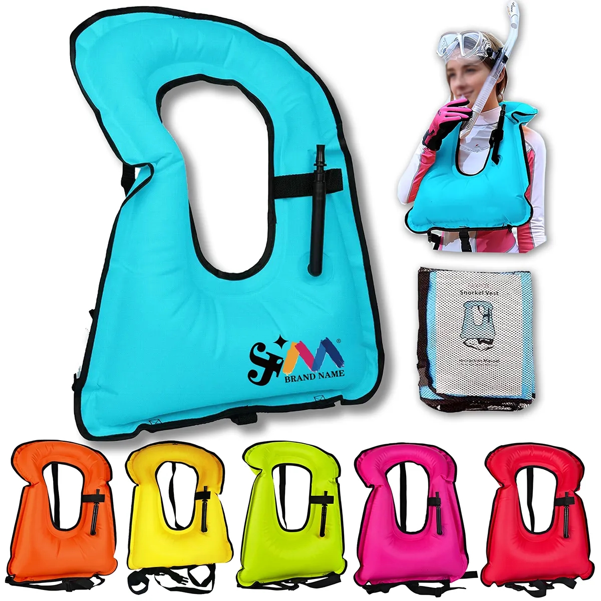 Durable Adjustable Diving Swimming Inflatable Snorkel Vest 3
