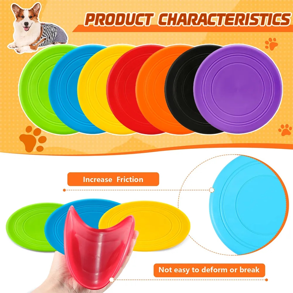 7 in Interactive Lightweight Dog Flying Disc Toy Soft Rubber 12