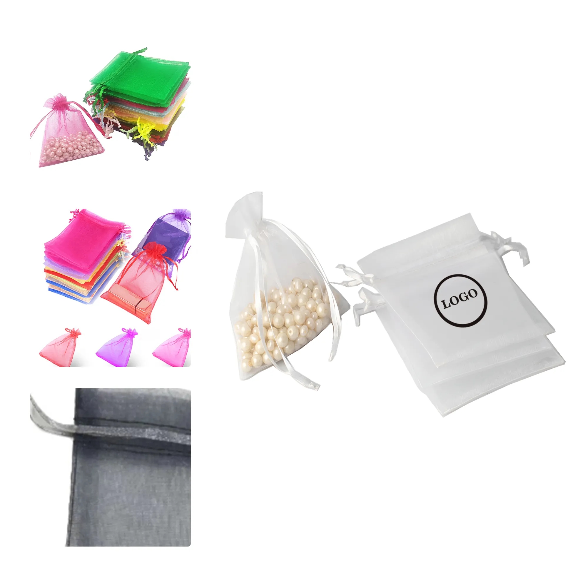 MOQ50 Drawstring Organza Gift Bags 5