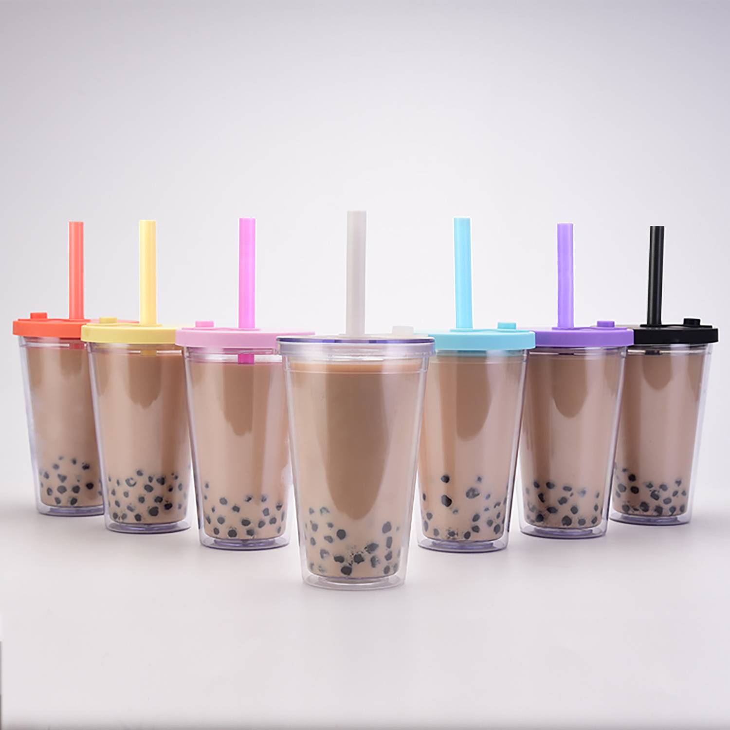 16oz double-layer thickened plastic straw cold drink cup 1