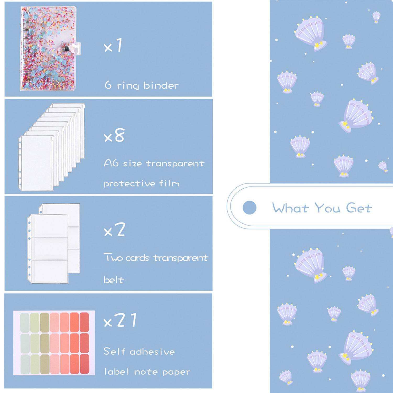 Clear Glitter Binder Notebook Cover 5