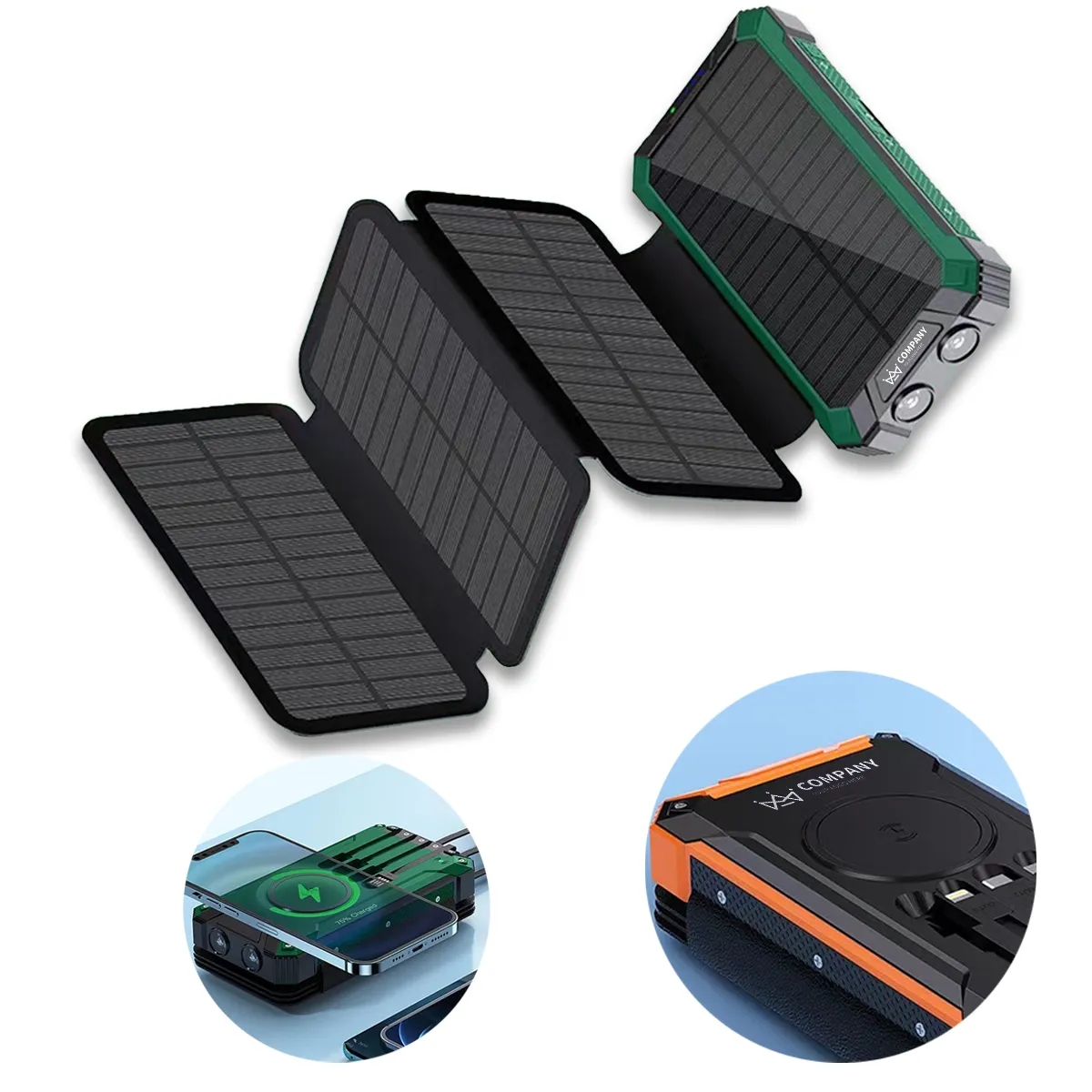 20000mAh Solar Charger with 4 Panels Power Bank 2