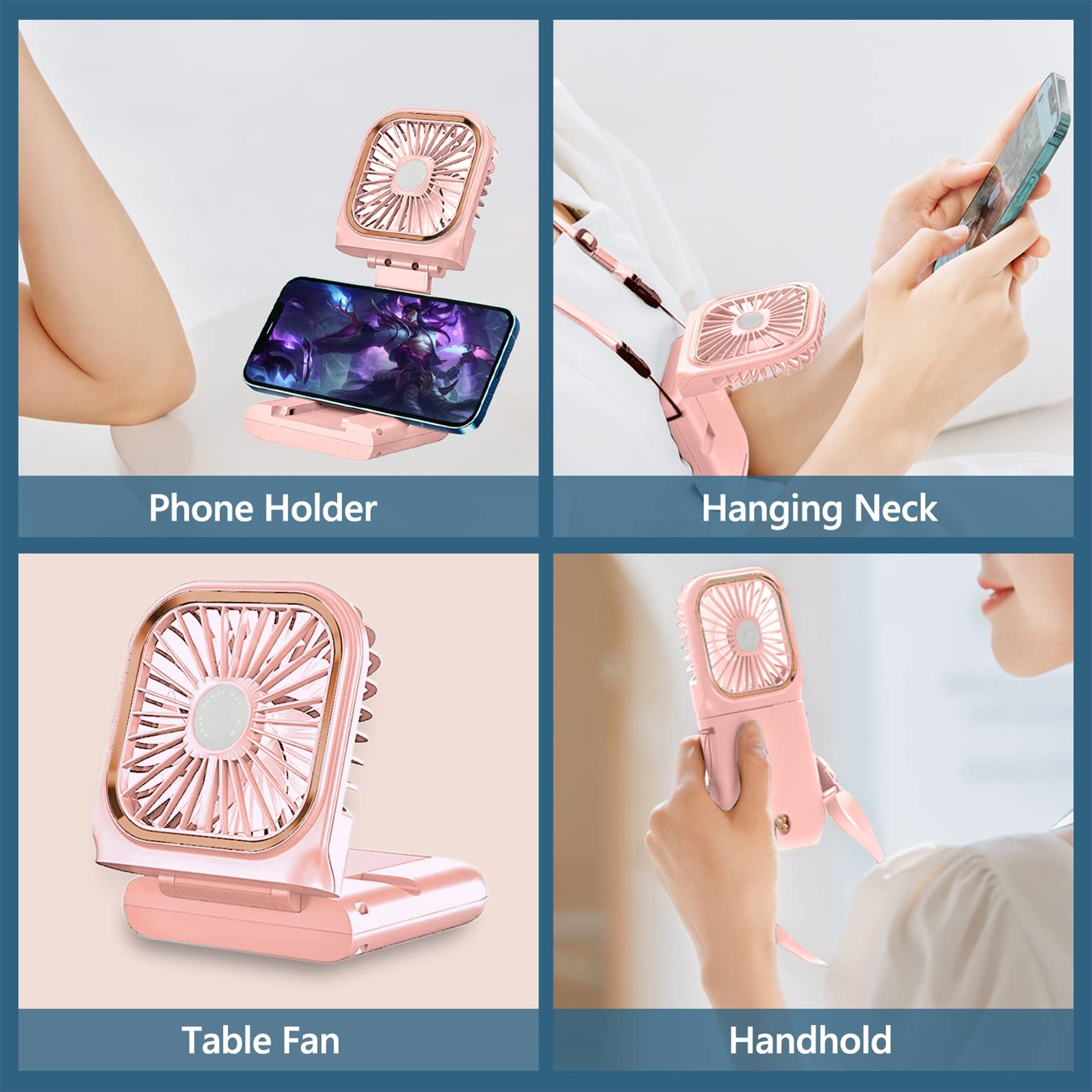 Folding Neck Power Bank Fan 3000Mah 2