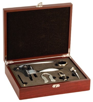 Rosewood Finish 5-Piece Wine Tool Set (engraved) 2