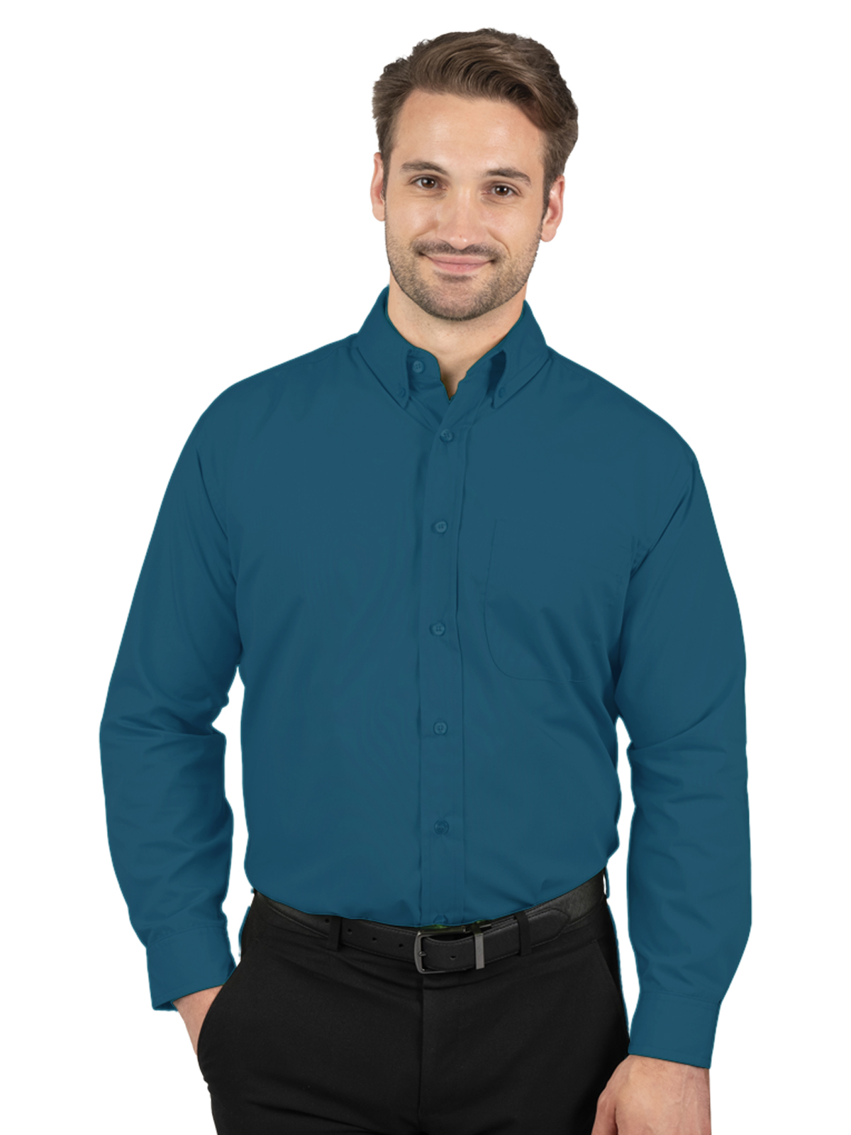 Blue Generation - Men's 1-Pocket Matching Buttons Poplin Shirt 15